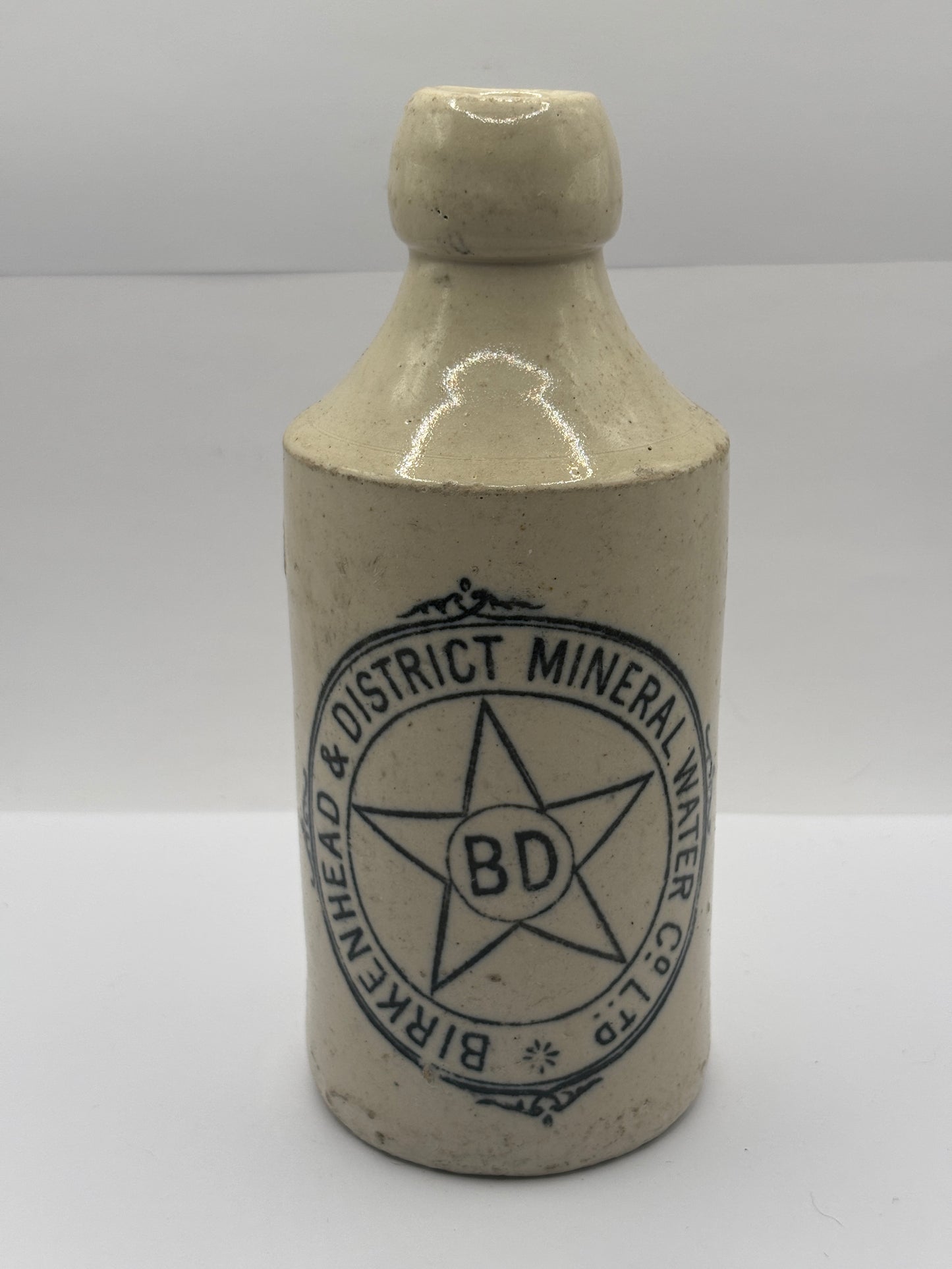 Old stoneware ginger beer bottle,Birkenhead & district mineral water co