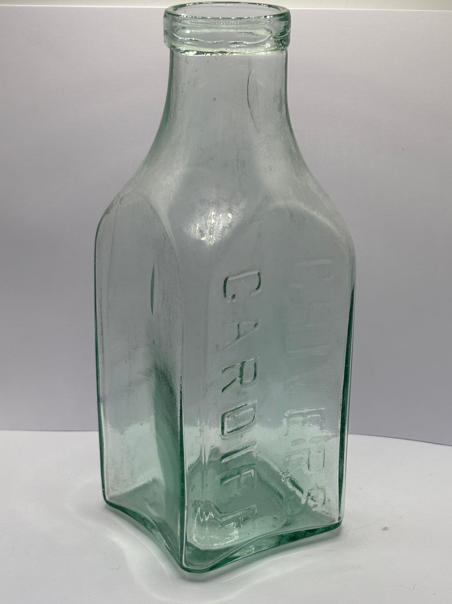 Old large aqua glass Chivers Cardiff advertising jar