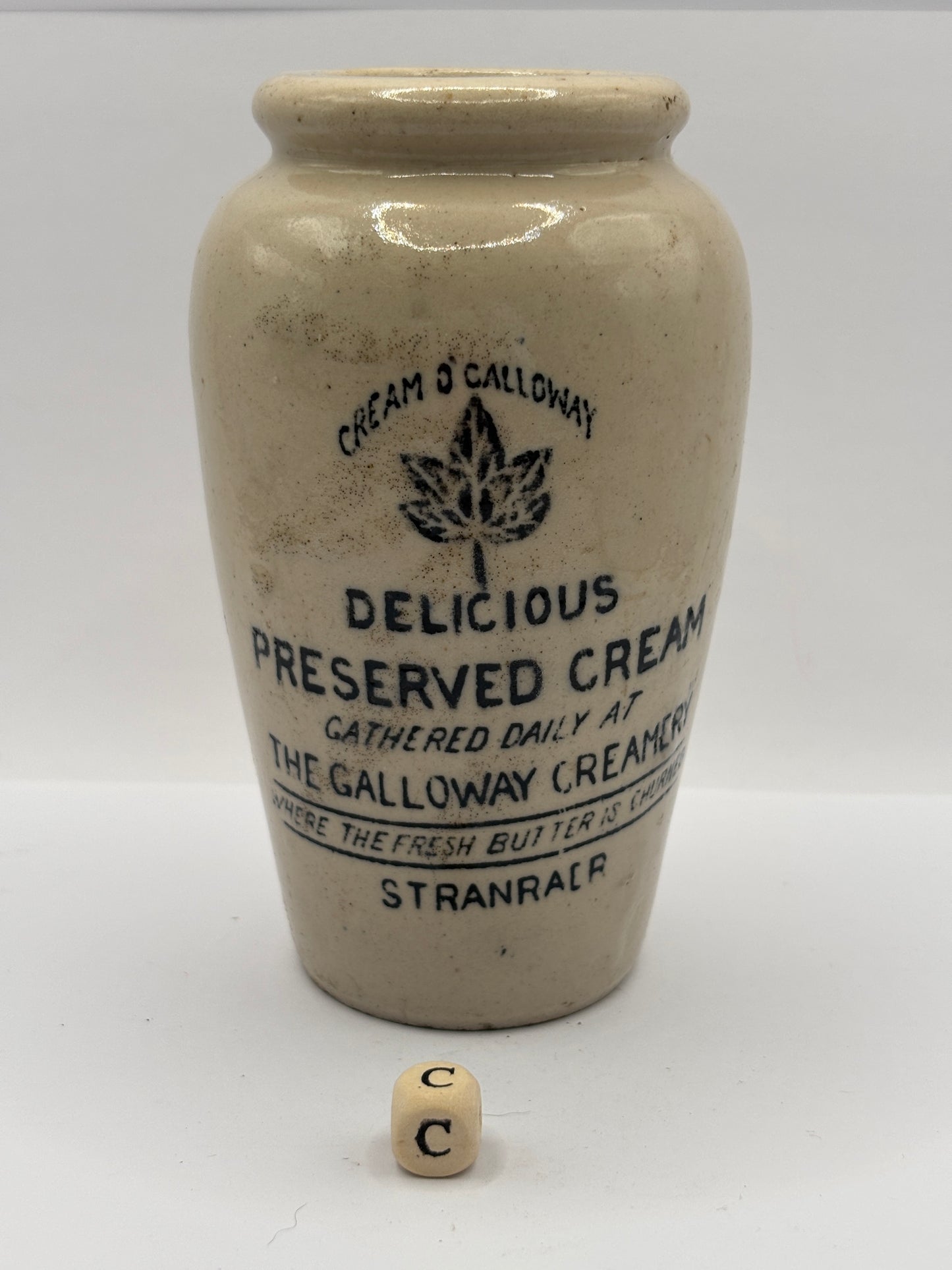 Old advertising cream pot, Galloway creamery Stranraer (c)