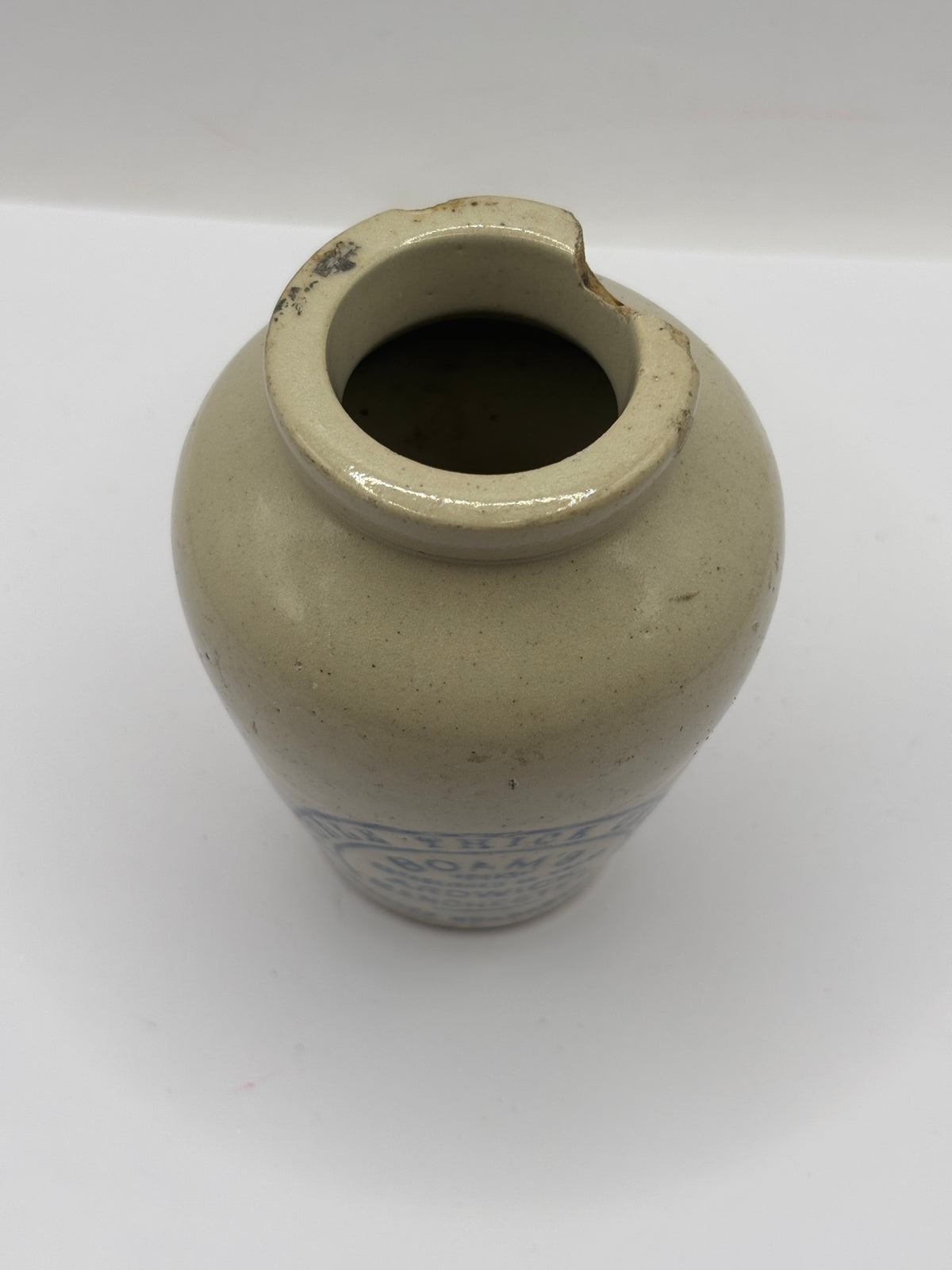 Old advertising cream pot, Boams double thick cream Manchester. Damaged