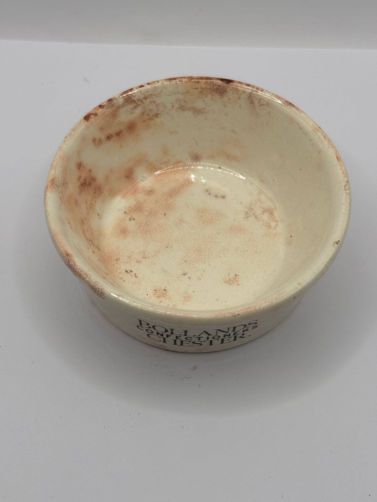 Old Bollands advertising meat paste pot, Bollands confectioners Chester