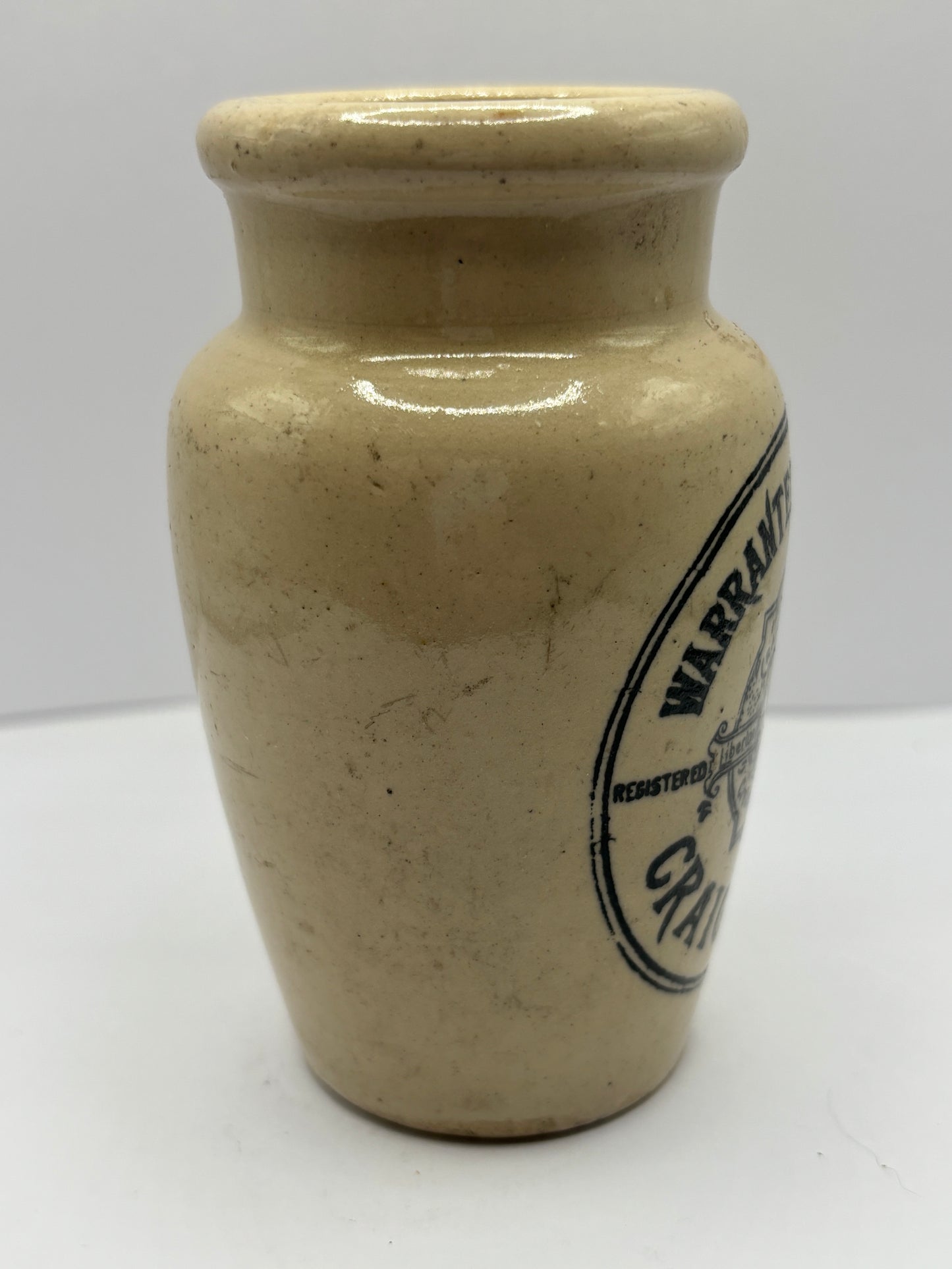 White stoneware advertising cream pot, craigmillar