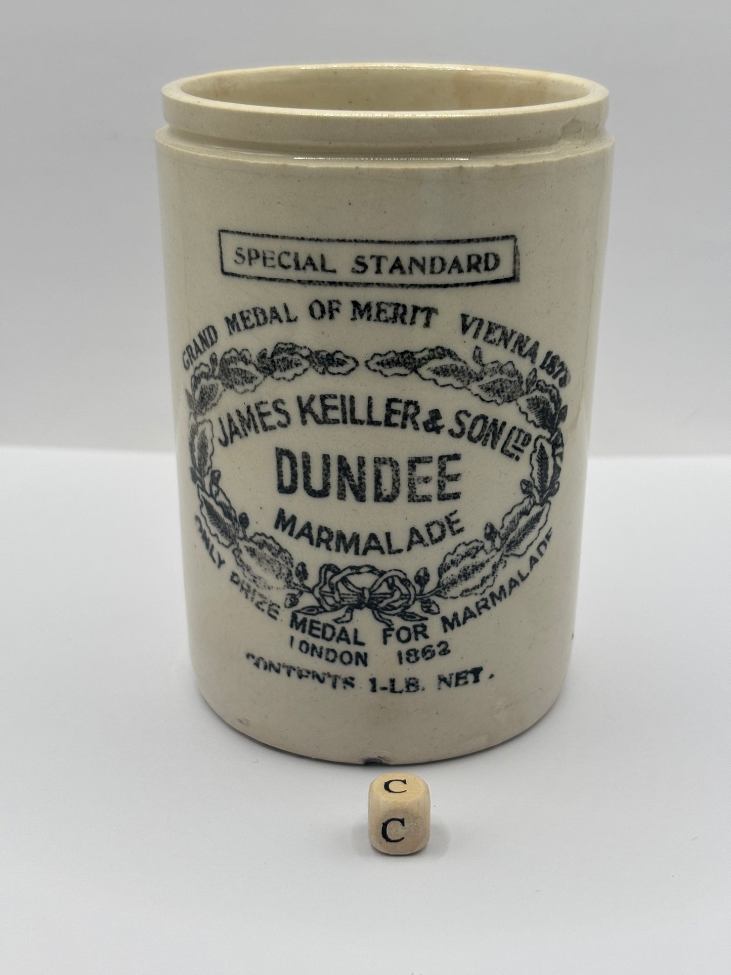 Old 1lb James Keiller Dundee marmalade Jar (c)