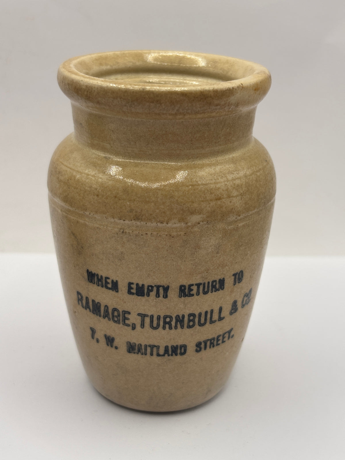 Old advertising cream pot, Ramage. Turnbull & co