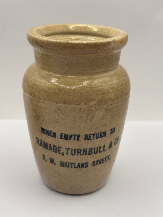 Old advertising cream pot, Ramage. Turnbull & co