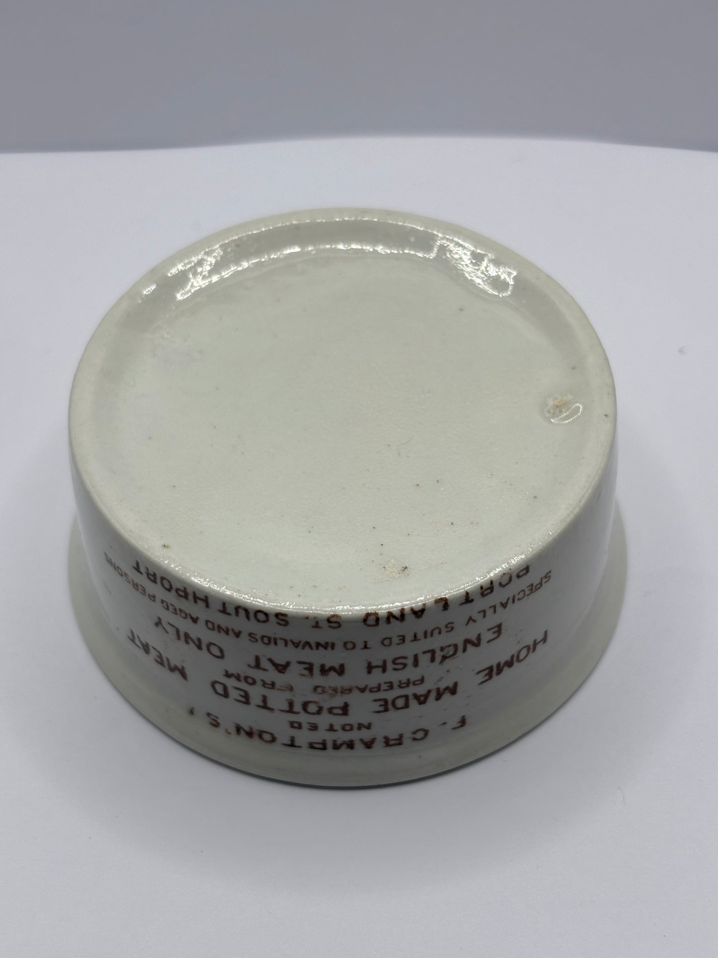 Old cramptons advertising meat paste pot, potted meat