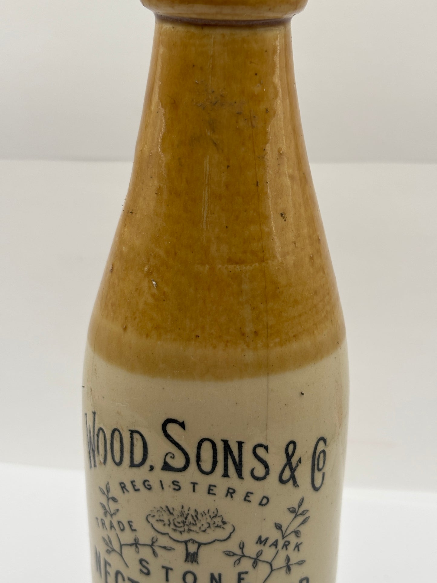 Old stoneware ginger beer bottle, Wood sons & Co, stone nector ginger beer