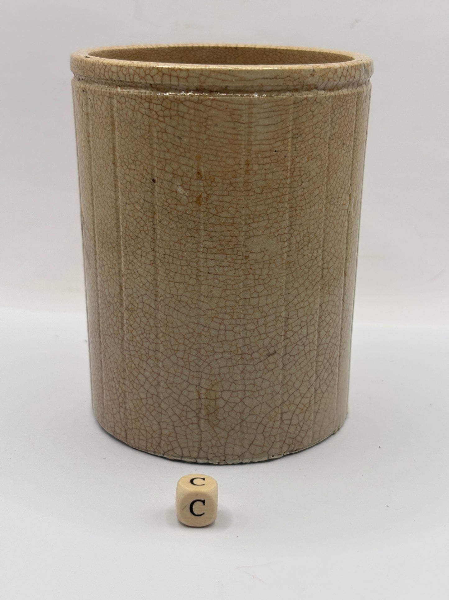 Old 1lb ribbed stoneware jam pot (c)