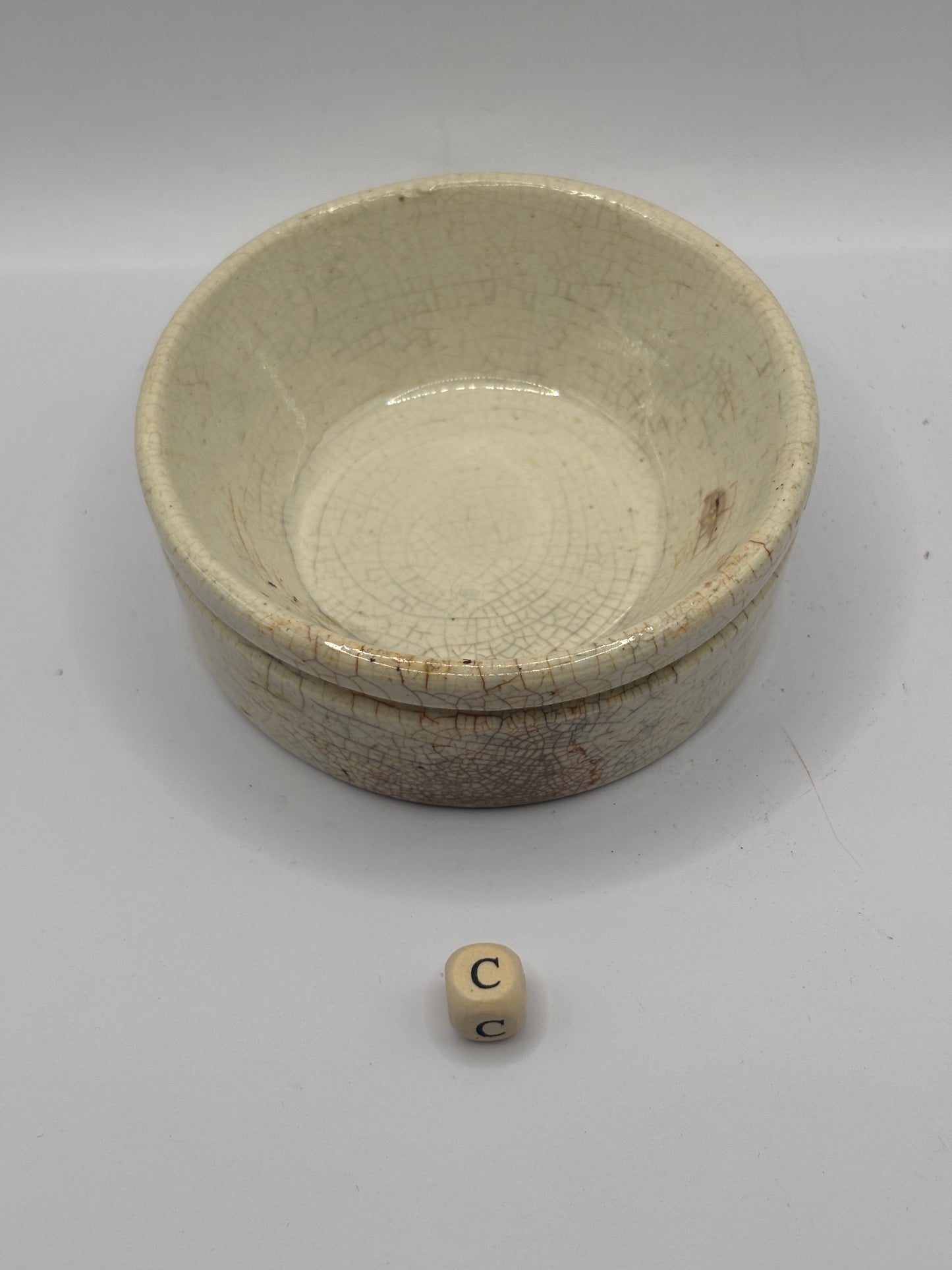 Old plain stoneware meat paste pot, potted meat (c)