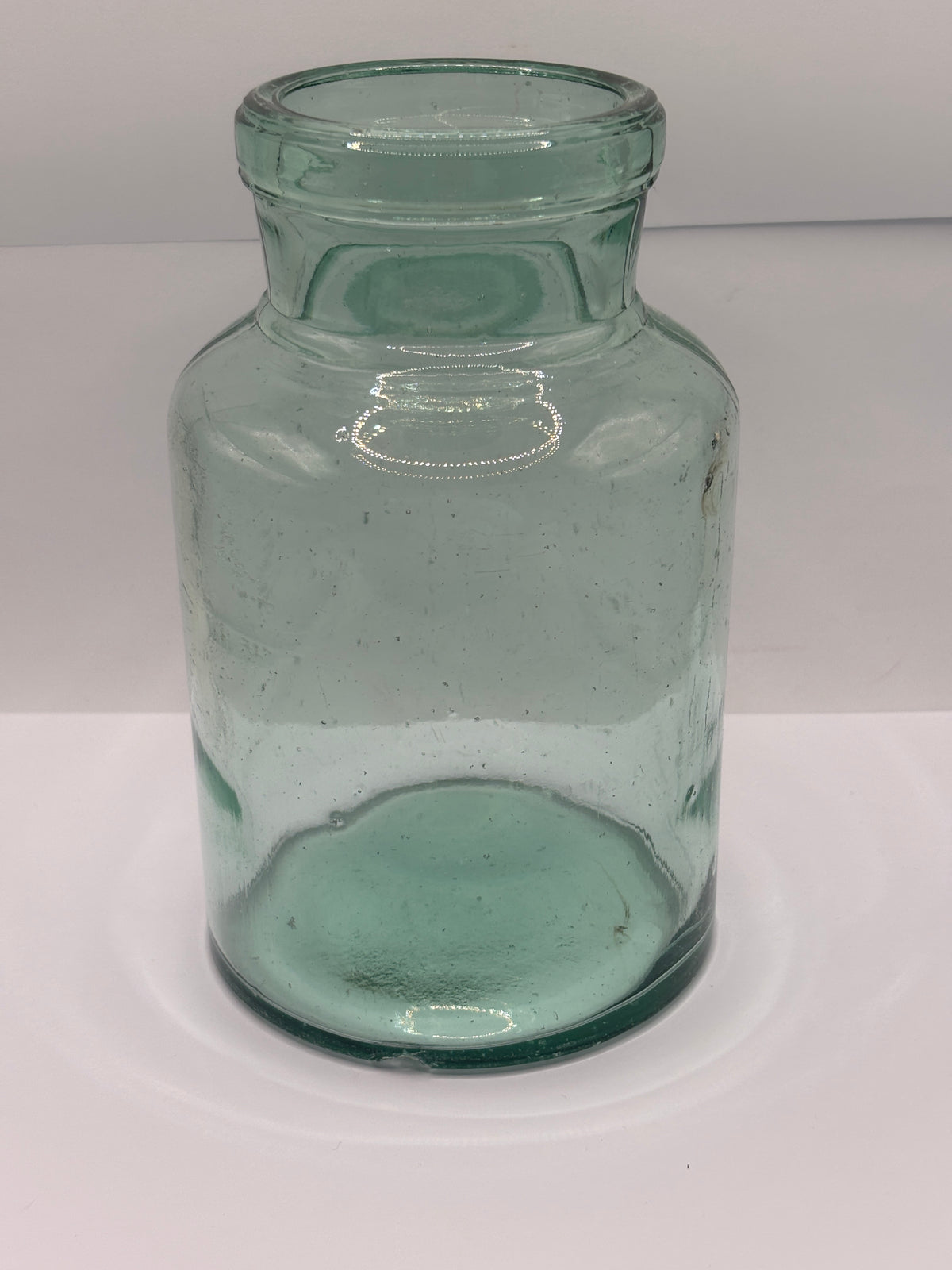 Old XL aqua glass pickle jar