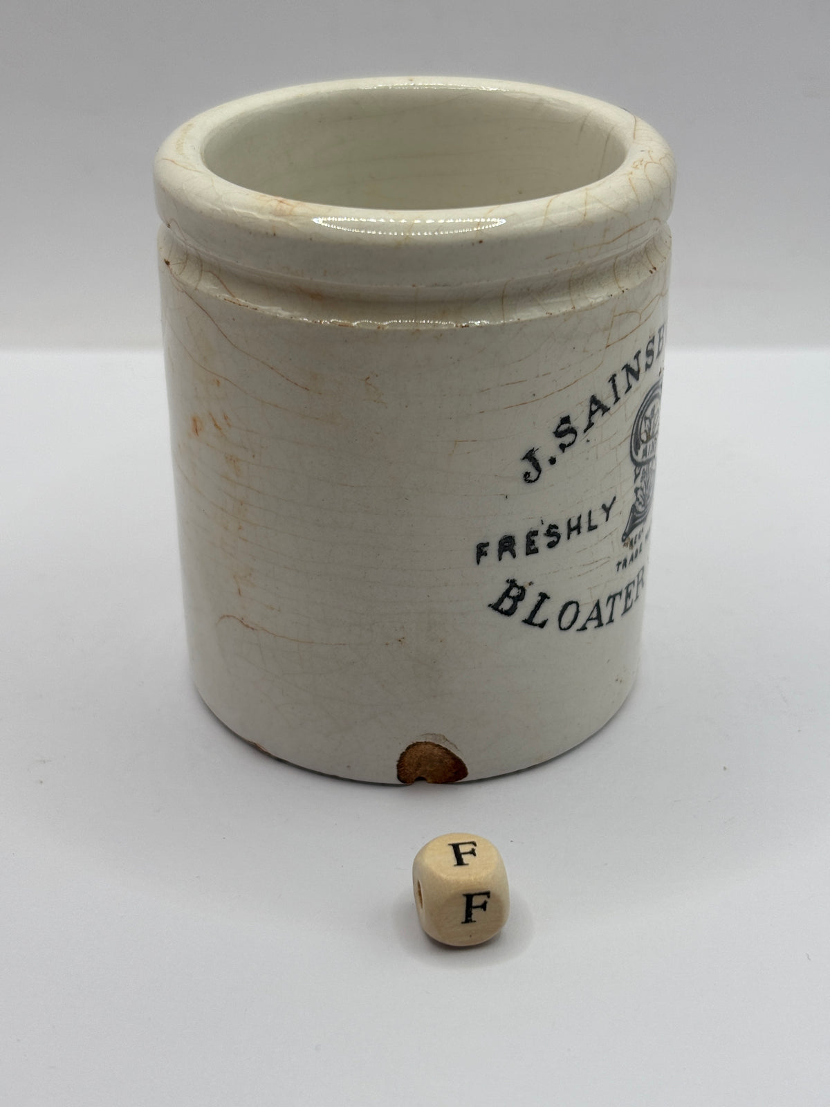 Old stoneware advertising jar, Sainsburys Bloater paste (F)