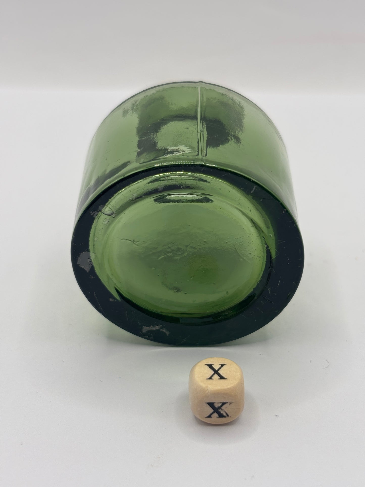 Old green glass ink, inkwell. (X)