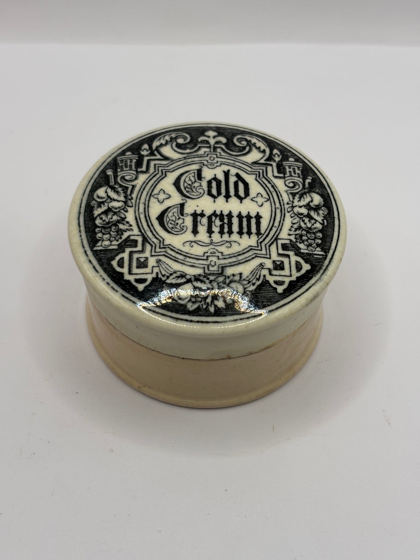Old advertising lid and base, cold cream