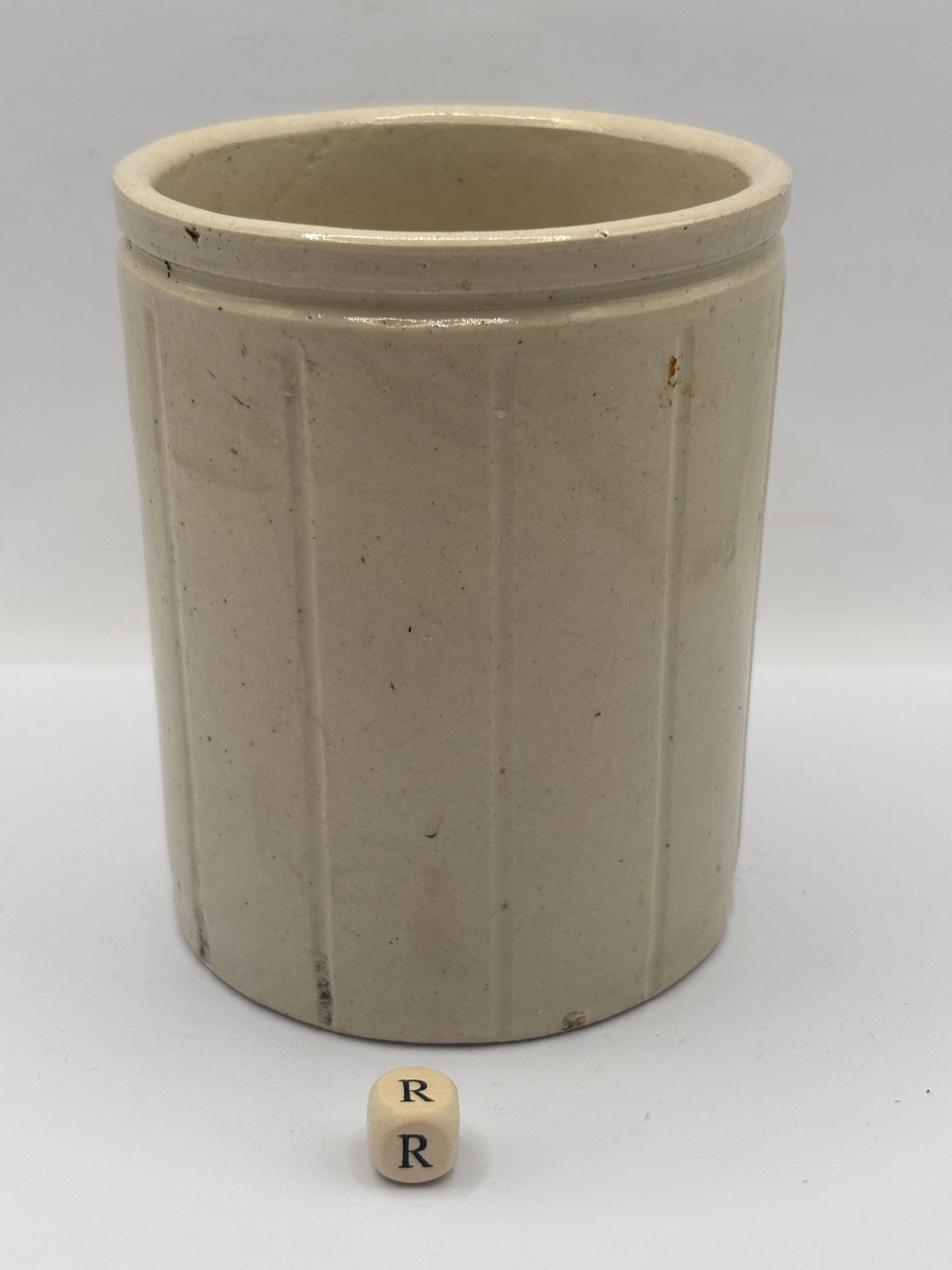 Old 1lb ribbed stoneware jam pot (R) Hartleys