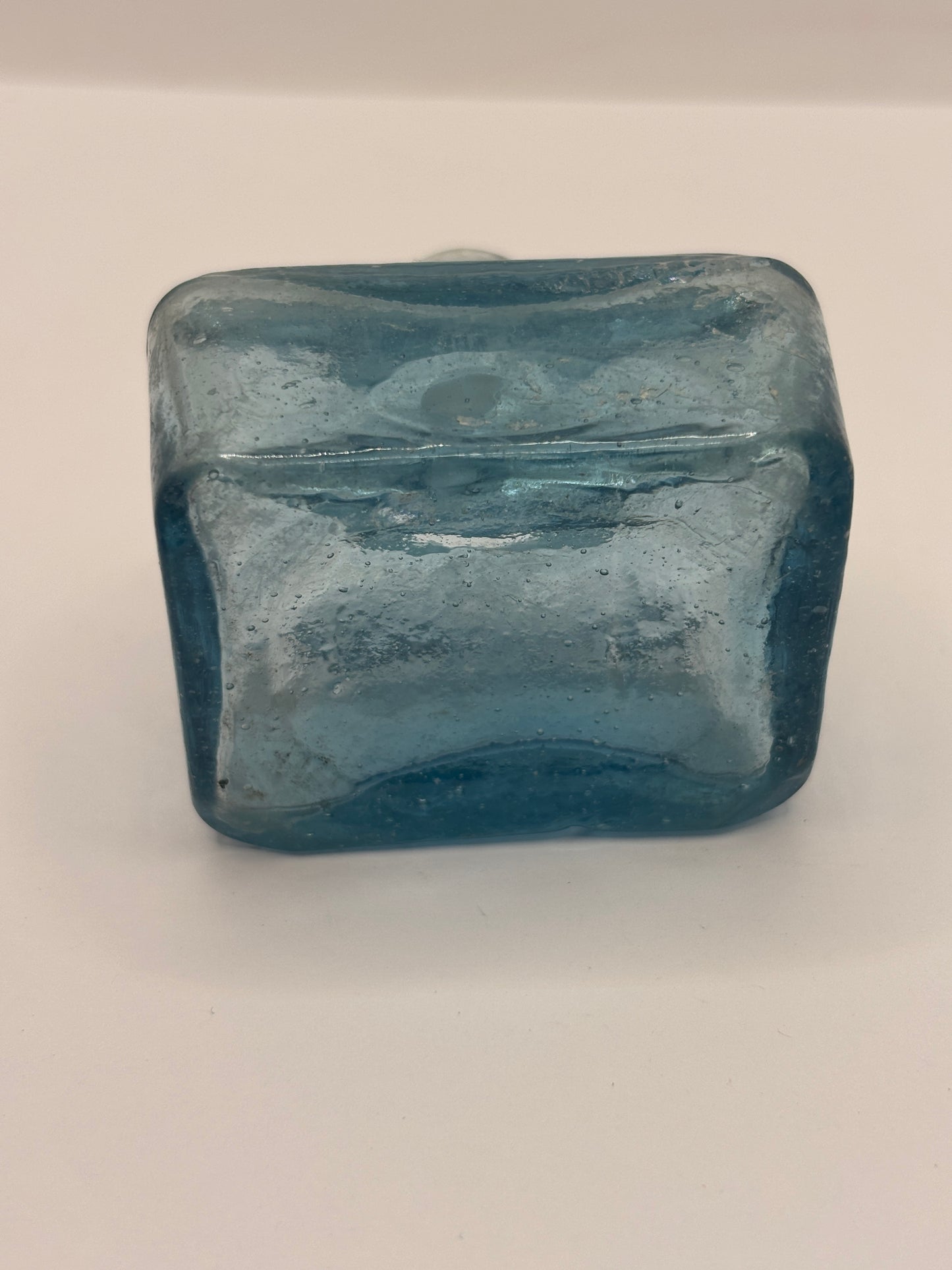Old blue glass inkwell, ink bottle, penny ink. Boat ink