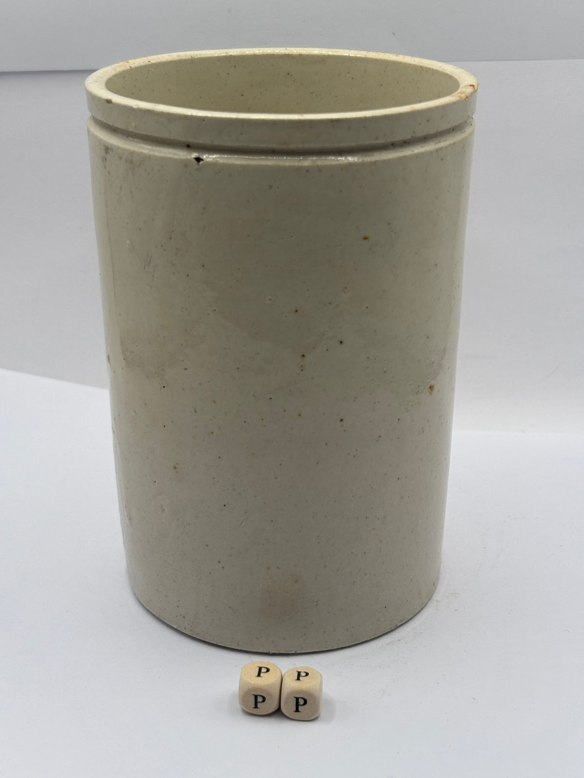 Old 2lb smooth stoneware jam pot (pp)