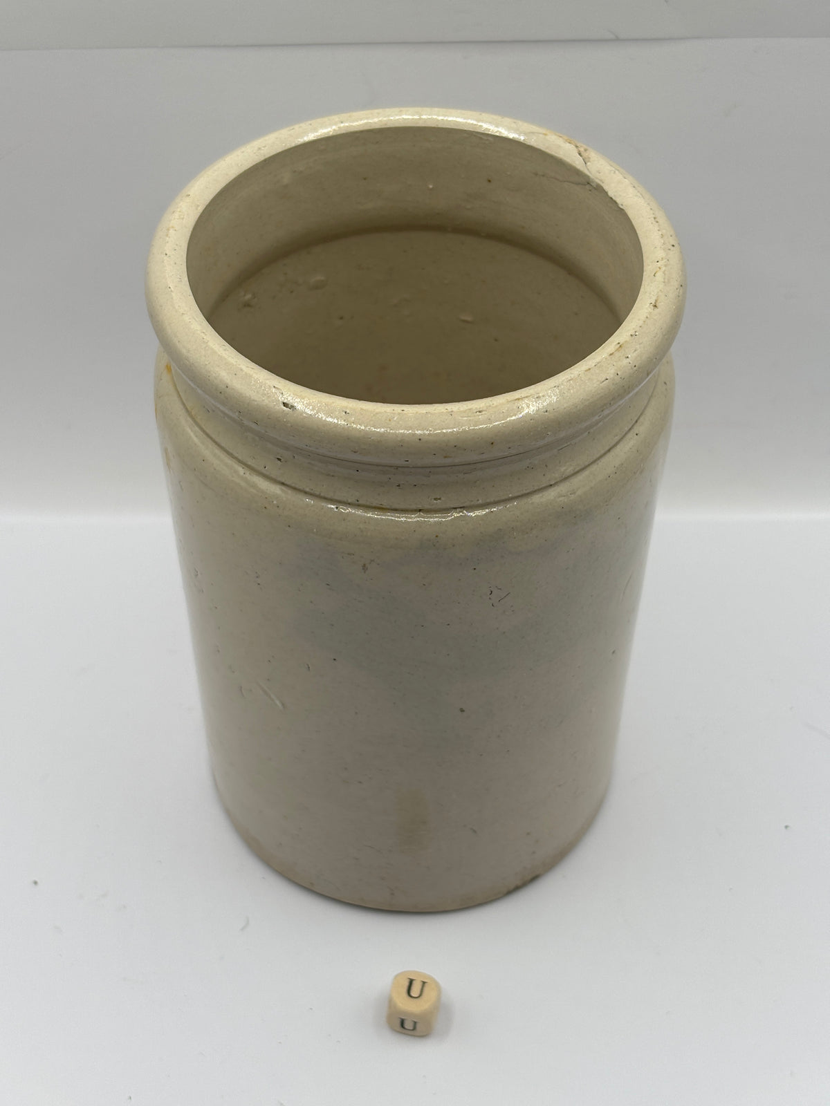Old 2lb rolled top stoneware marmalade jar (u)