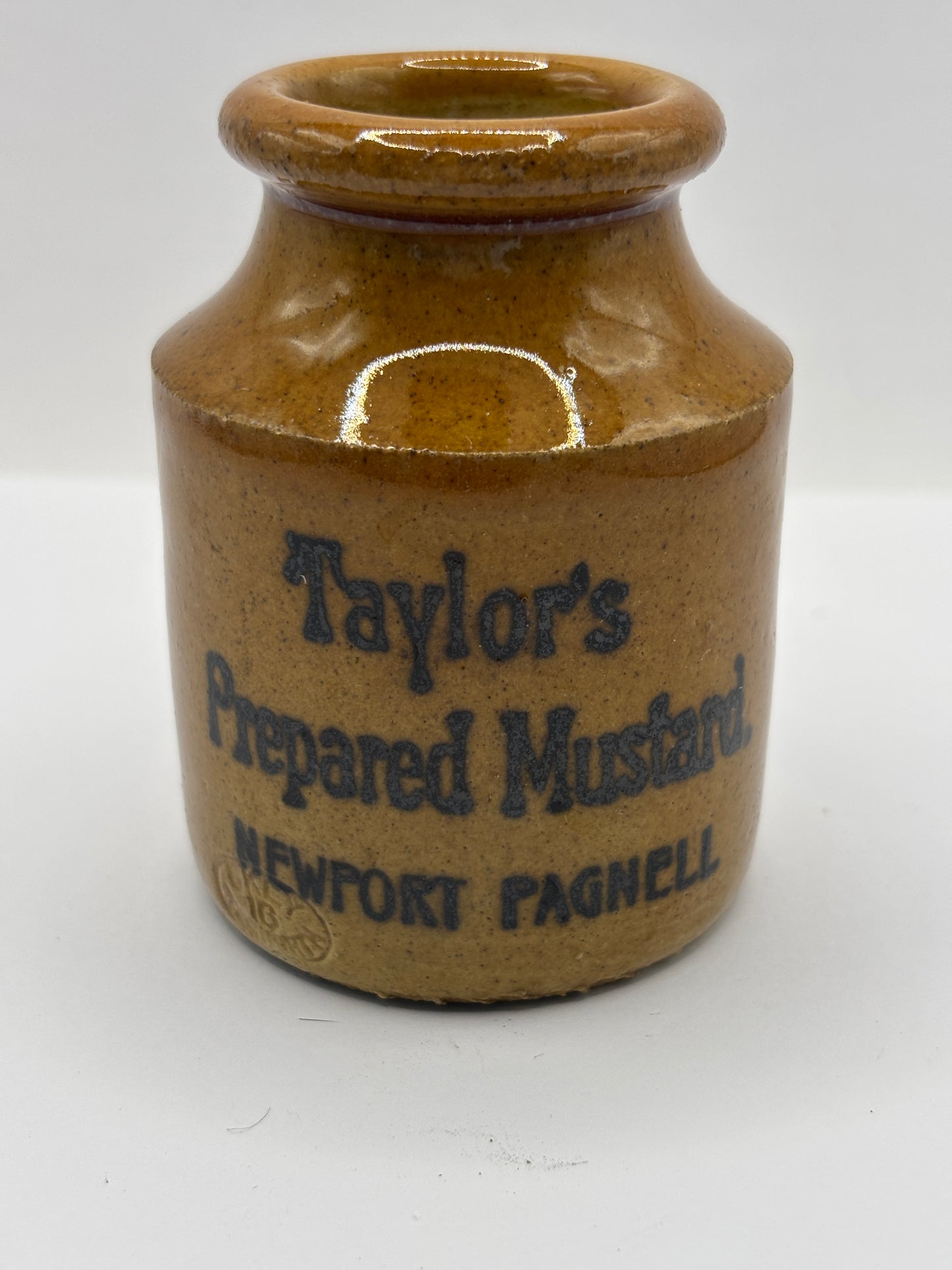 Old small sized advertising jar, Taylors prepared mustard. 7.5cms