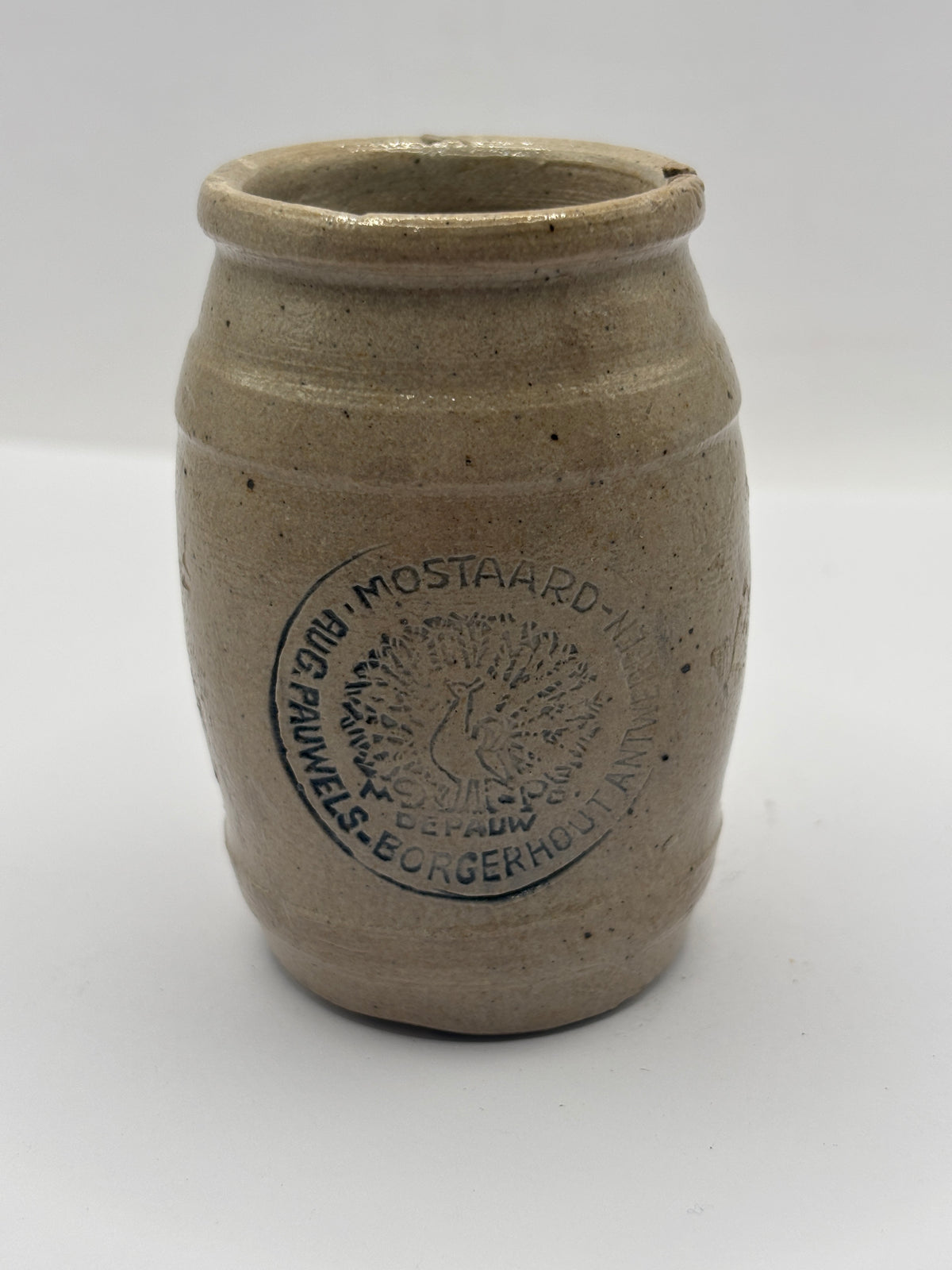 Old advertising blue print mustard pot