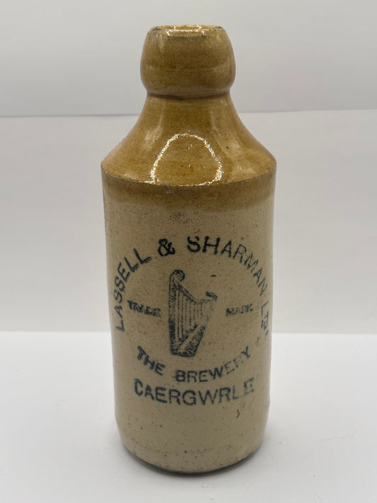 Old stoneware ginger beer bottle, lassell & sharman the brewery, Caergwrle
