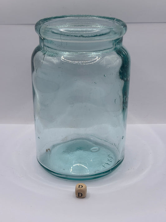 Old aqua glass pickle jar (D)