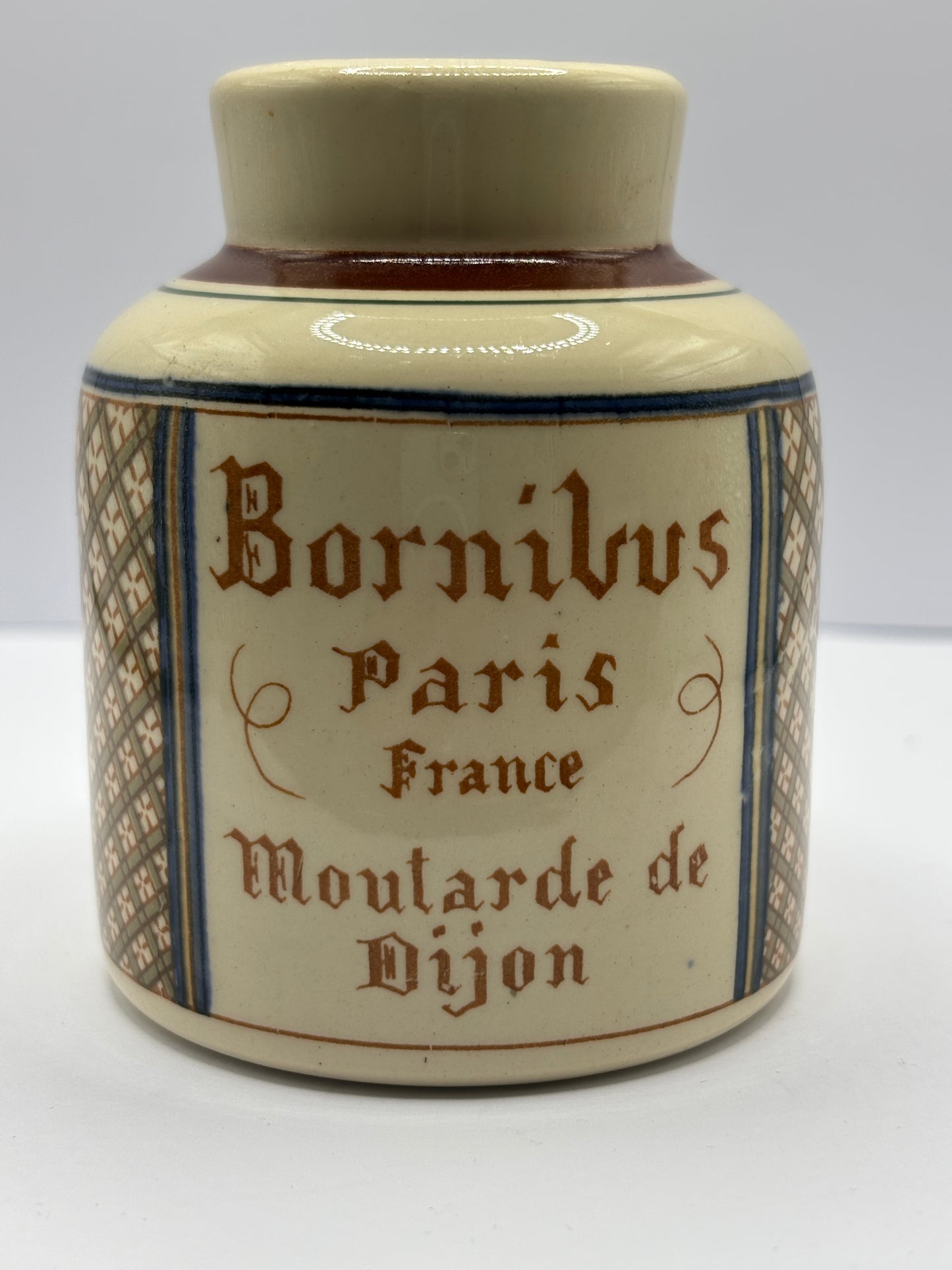 Old rare french mustard pot, Bornibus Paris. Moutarde de Dijon