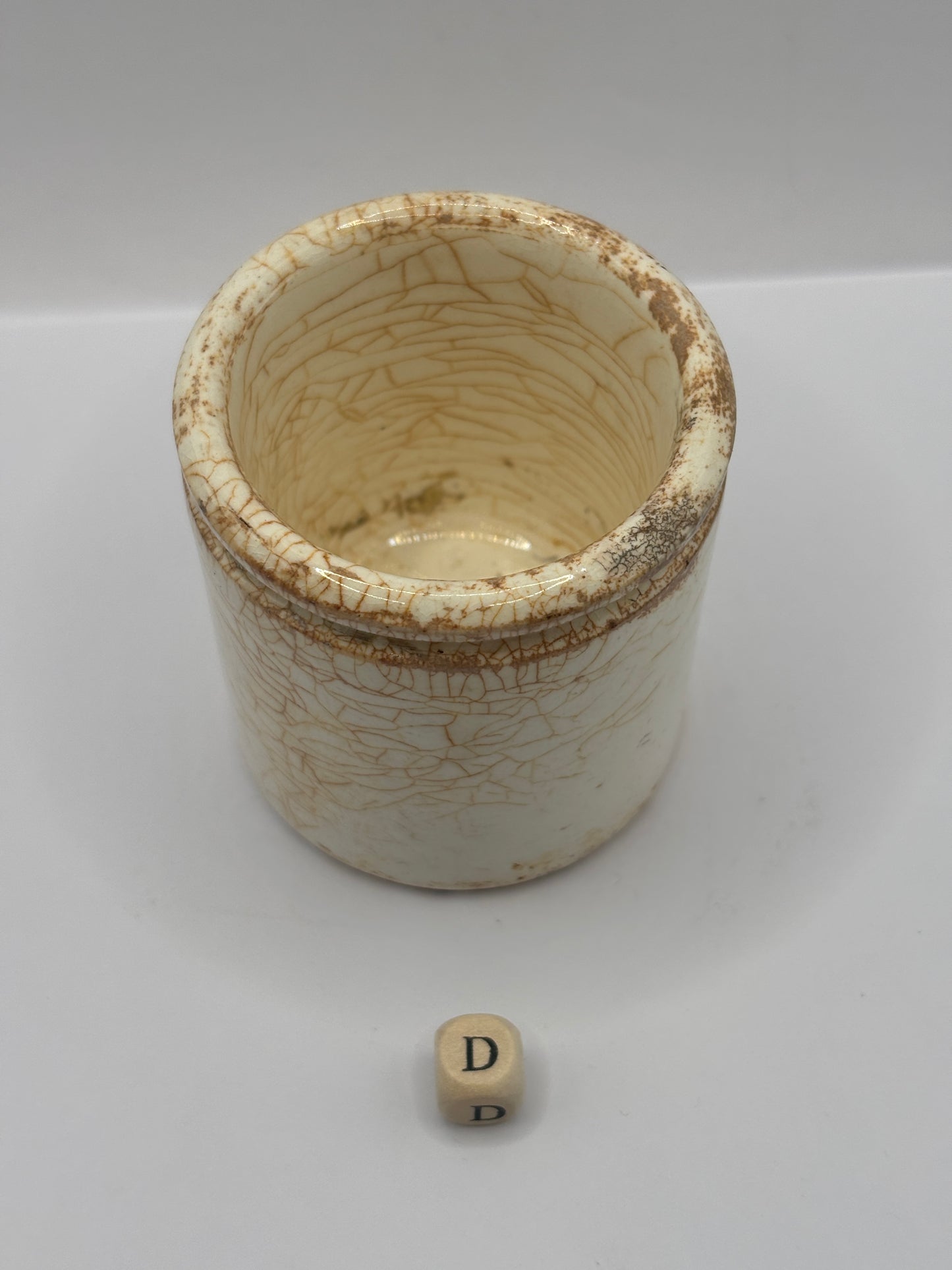 Old small chunky stoneware pot (D)