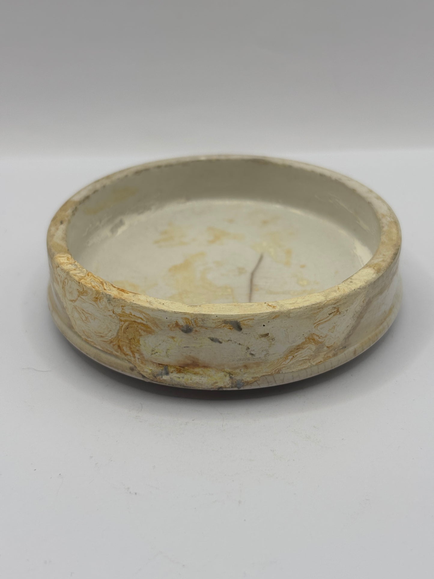 Old advertising lid, CH Jaschkes cold cream. Damaged/repaired