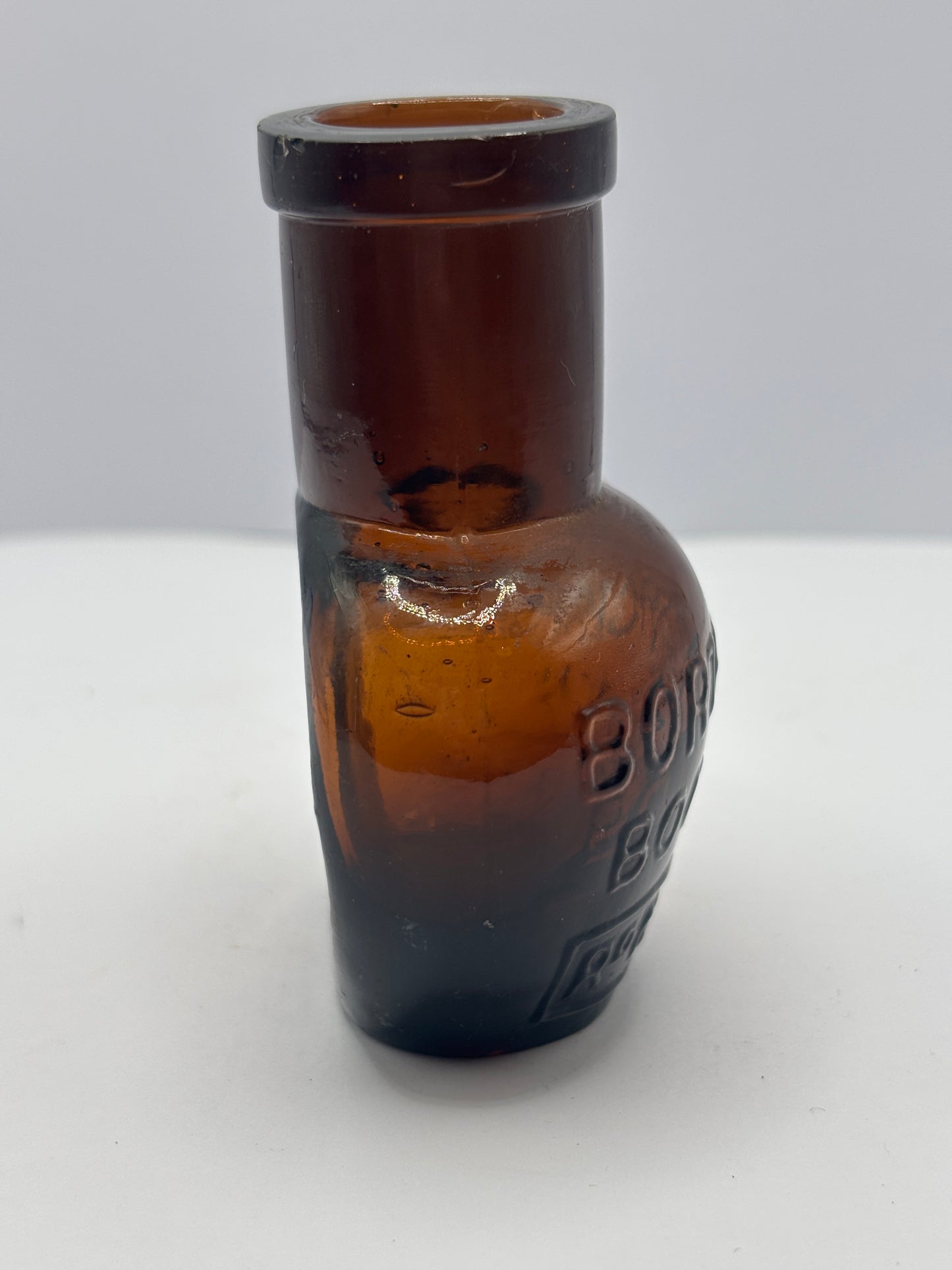Old amber glass advertising Bouillon bottle, Borthwicks