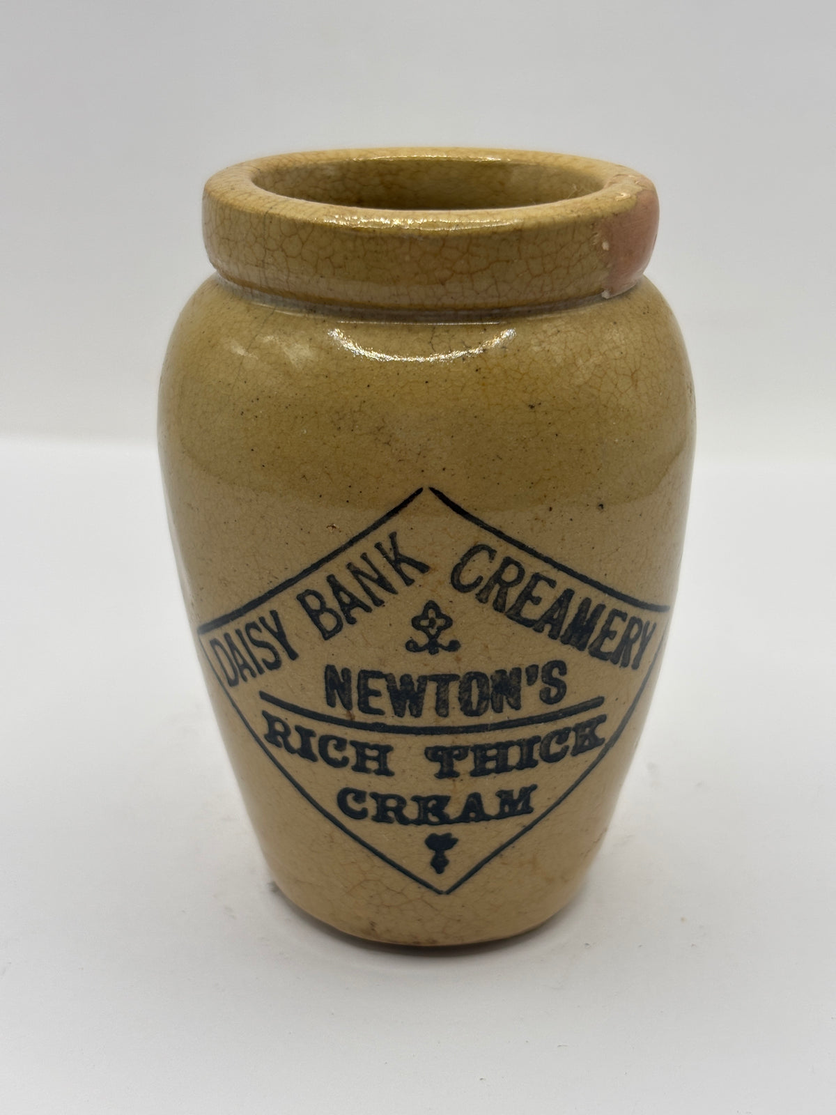 Old advertising cream pot, Daisy Bank Creamery, rich thick cream