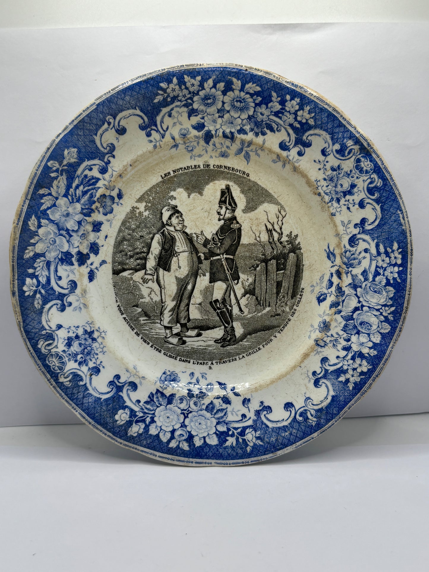 Antique french porcelain plate, mid 19th century