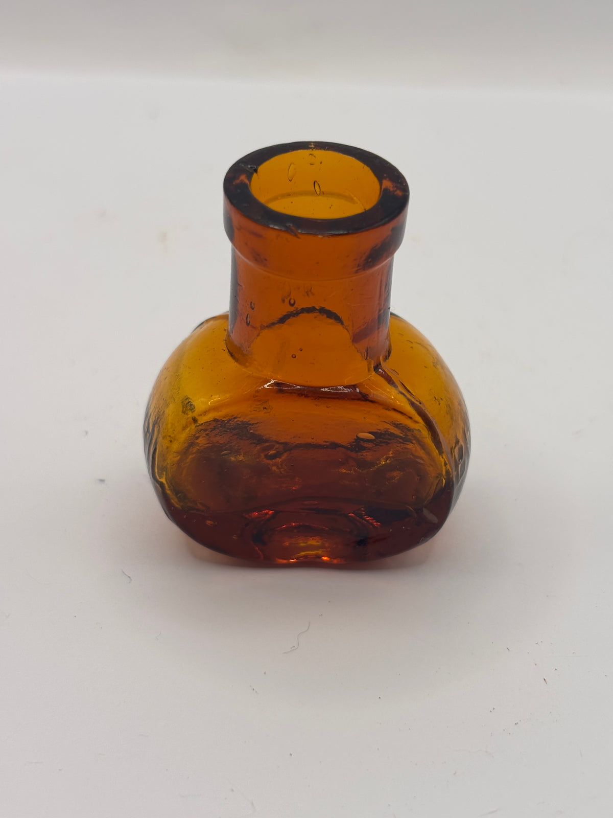 Old mini 1oz amber glass advertising Bovril bottle