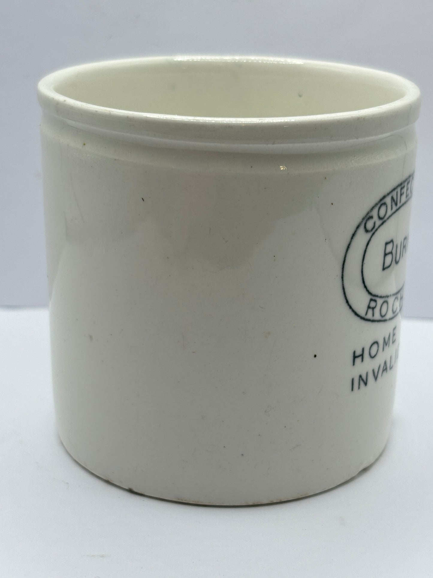 Old home made invalid jelly pot, Burneys confectioners rochdale