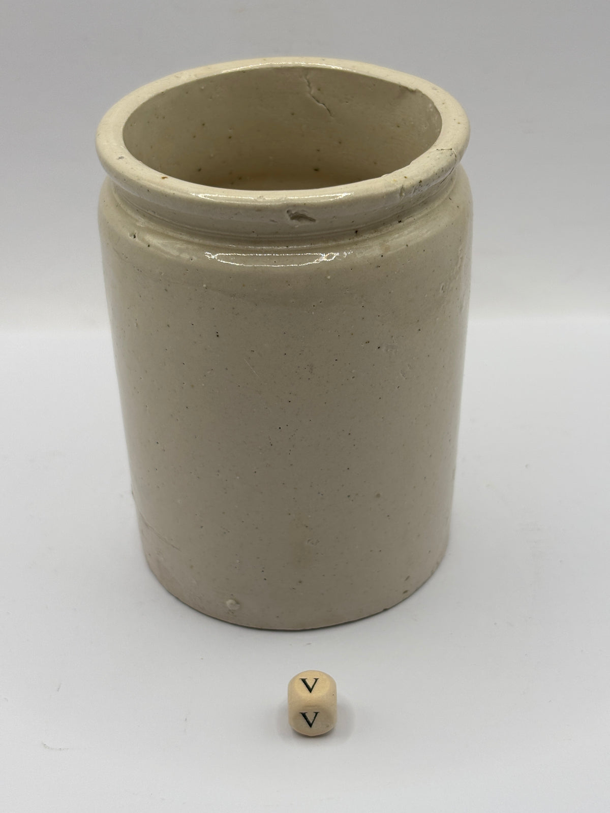 Old 1lb rolled top stoneware marmalade jar (v)