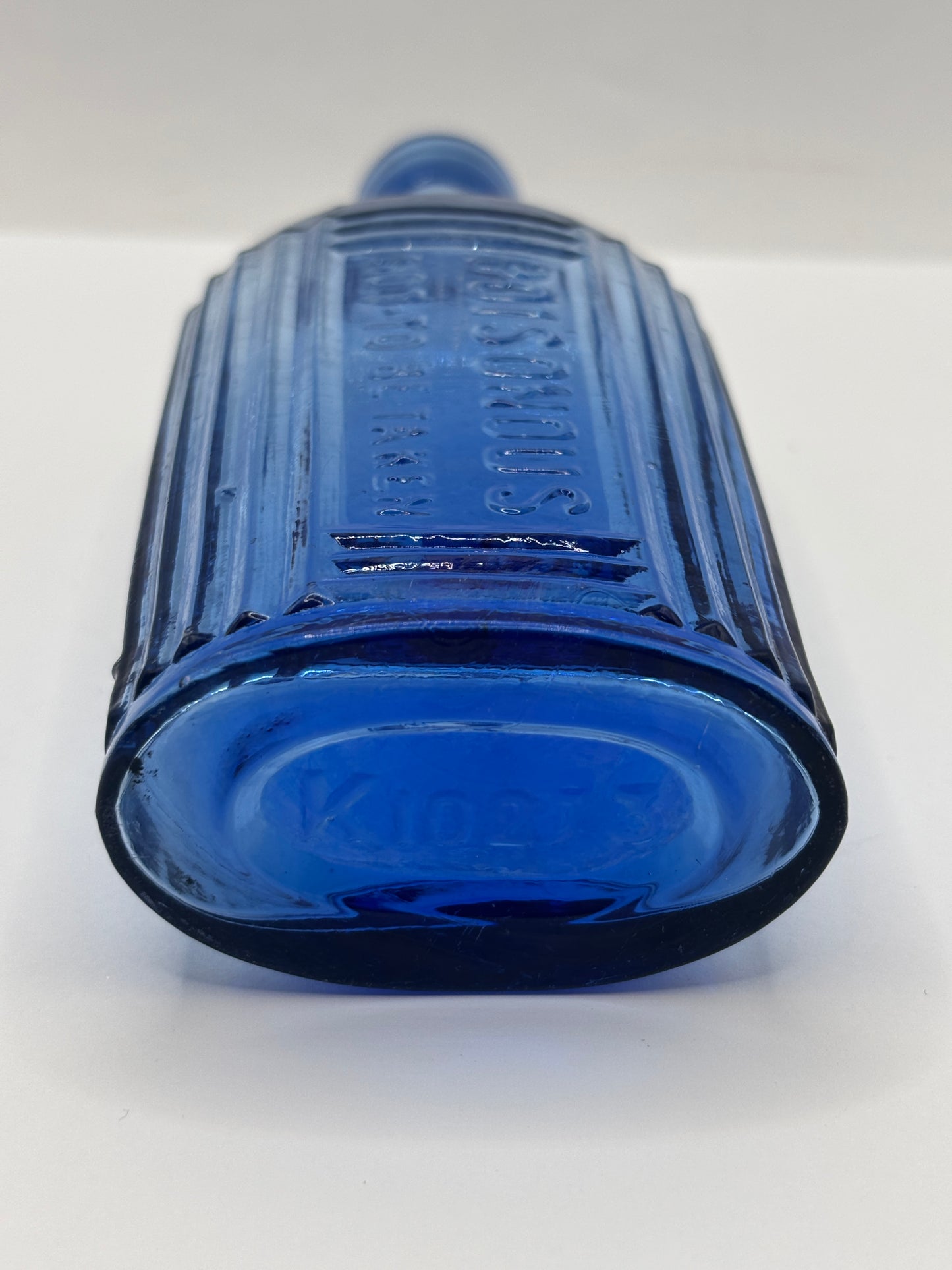 Old blue glass Poison bottle, Poisonous not to be taken