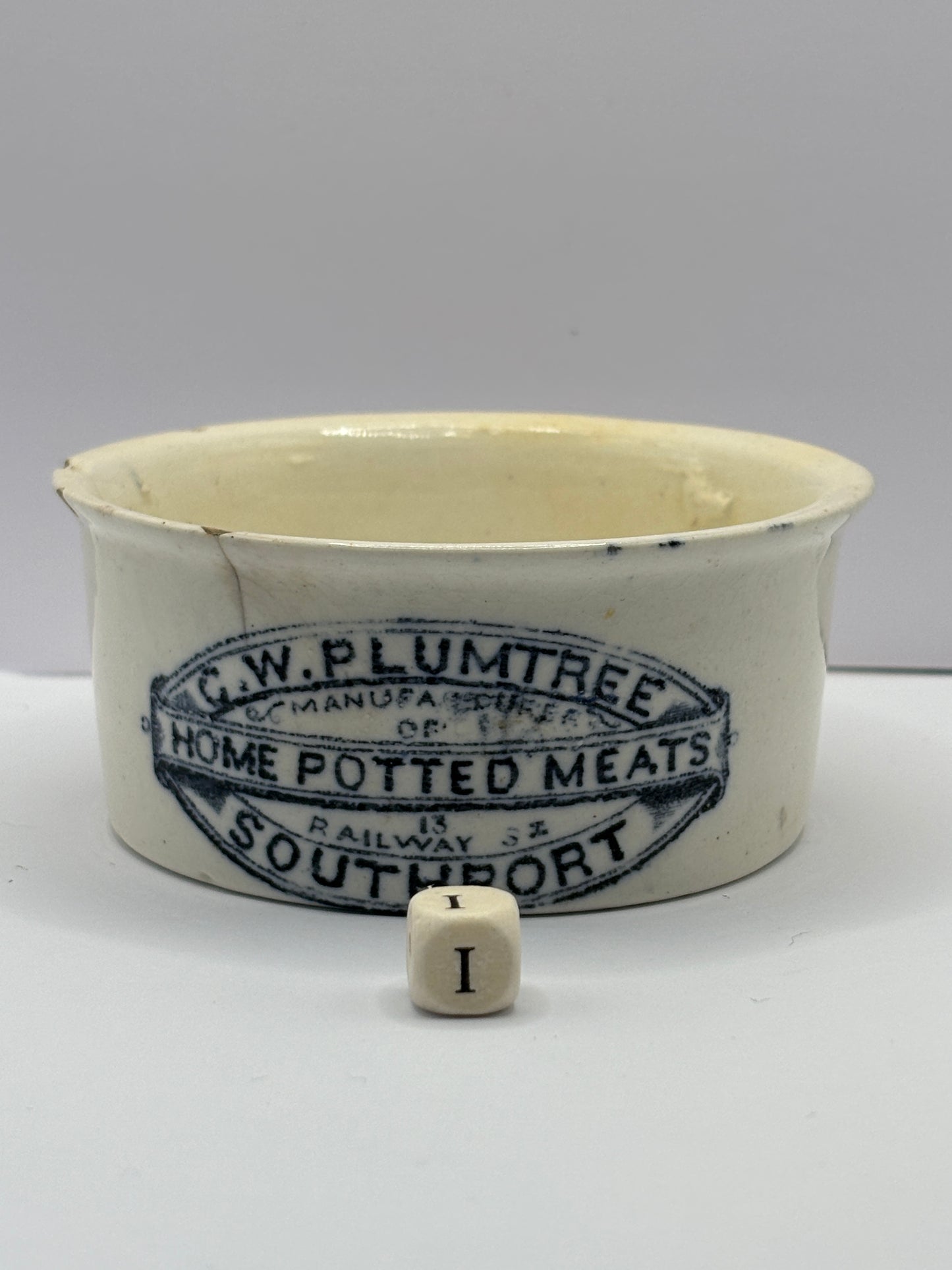 Plumtree home potted meats advertising pot. (i)