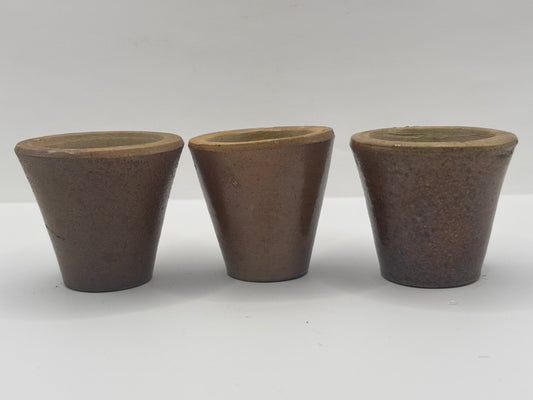 3 old small stoneware boot blacking pots