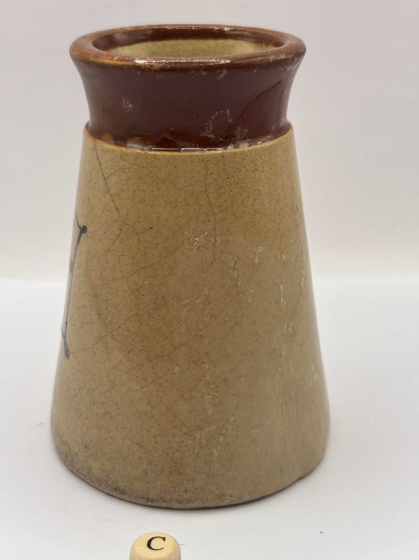 Old advertising cream pot, Cowslip (c) repaired/damaged