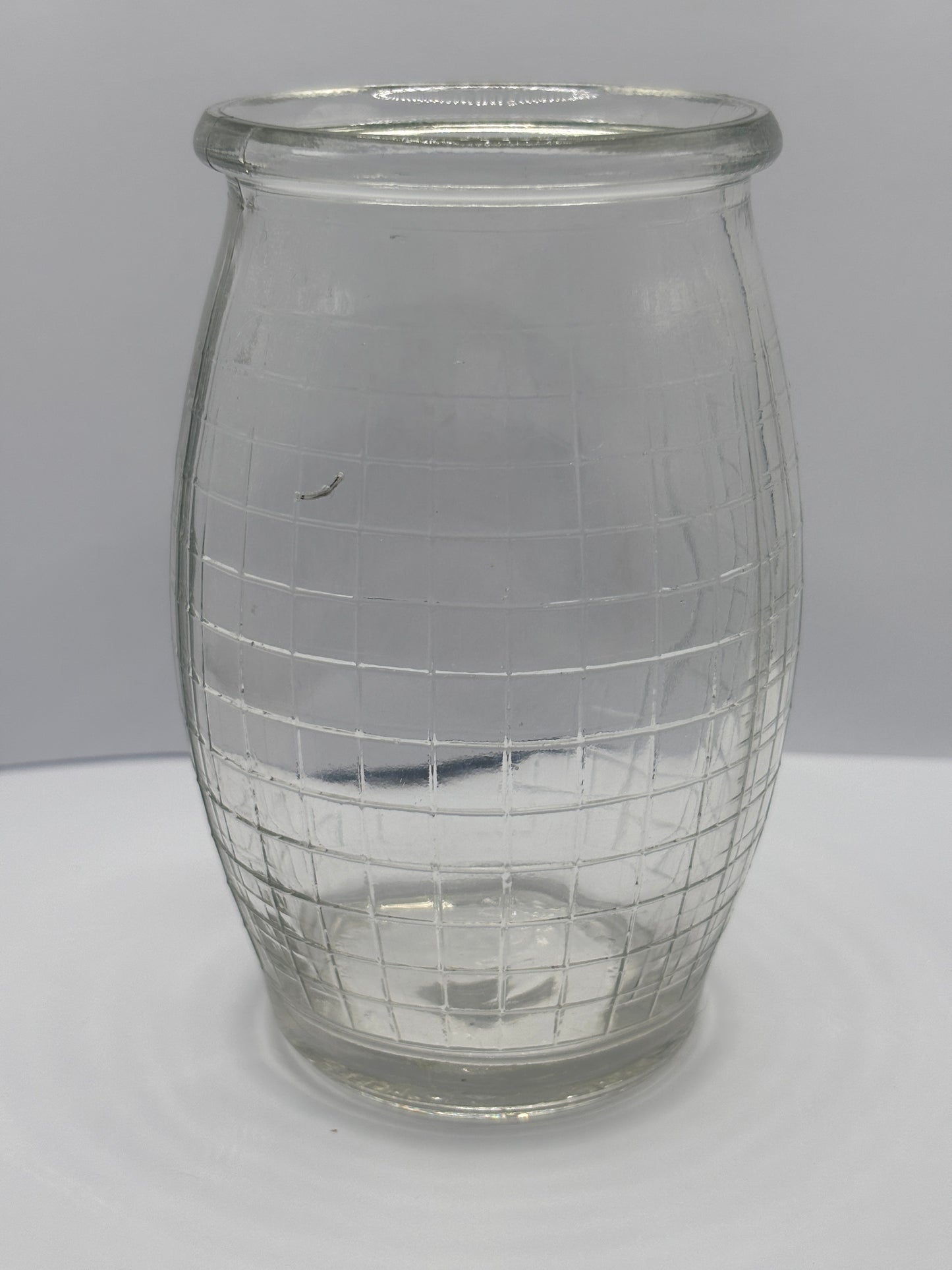 Old clear glass meat paste jar