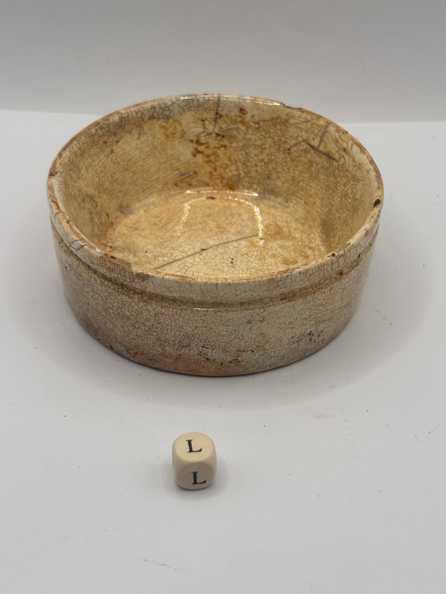 Old plain stoneware meat paste pot, potted meat (L)