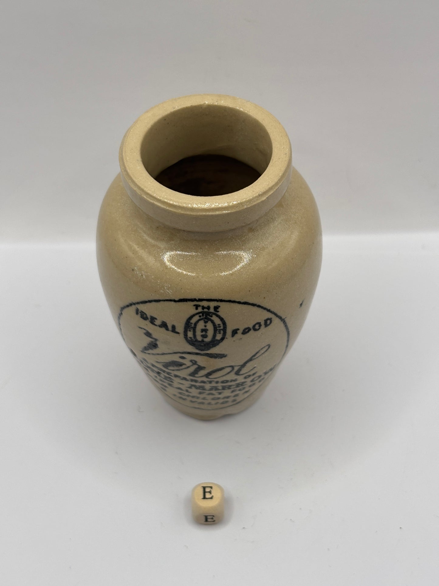 Old stoneware advertising Virol jar (e) 10.5cms