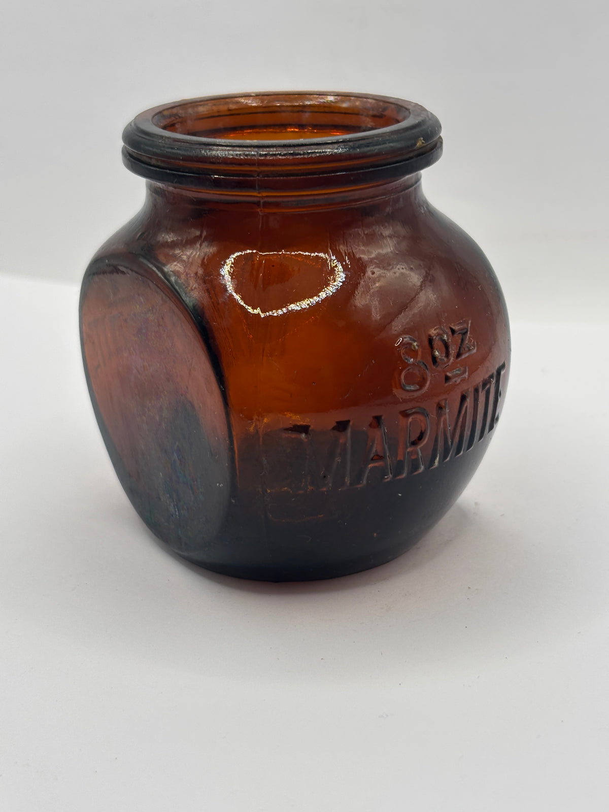 Old 8oz amber glass advertising marmite bottle