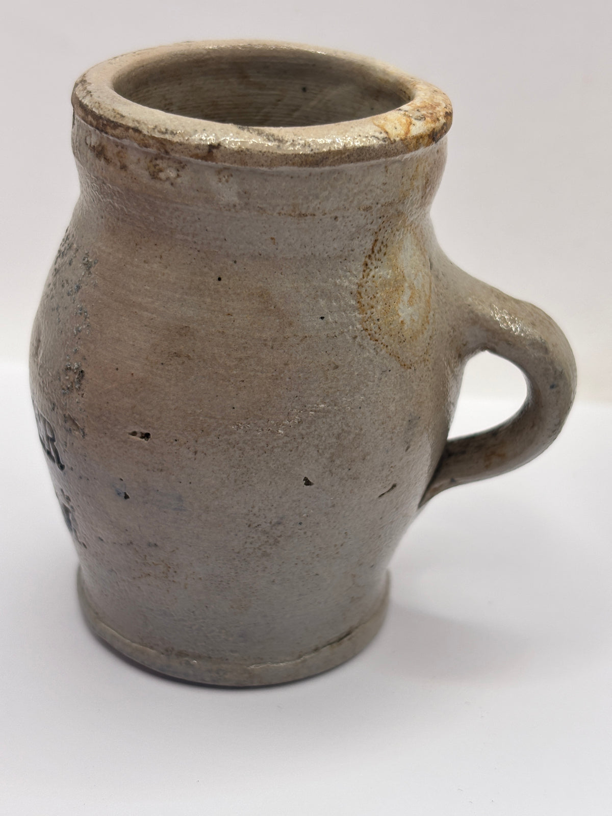 Old stoneware advertising jar, mustard jar, Rotterdam