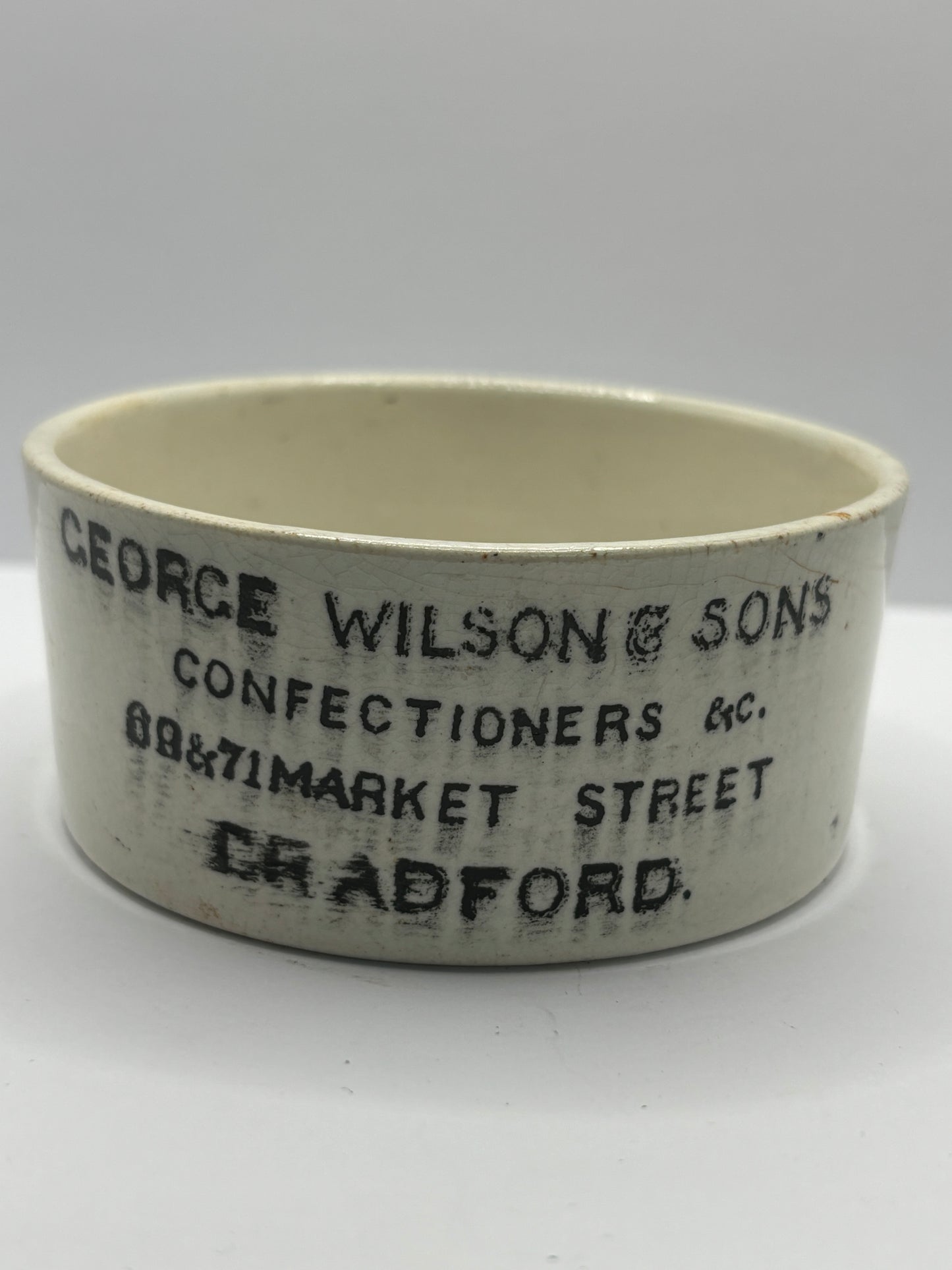 Advertising meat paste pot, George wilson confectioners Bradford