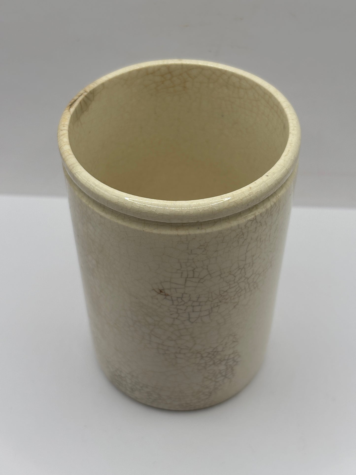 Old stained & crazed stoneware jam & marmalade pot