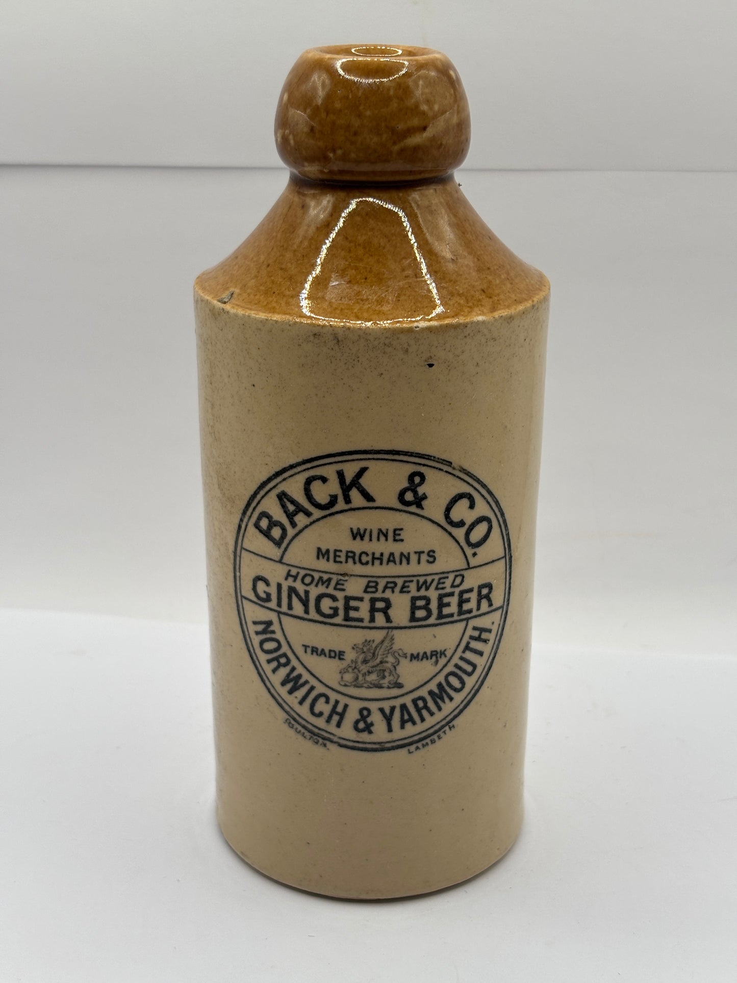 Old stoneware ginger beer bottle, Drew & Co. Oswestry