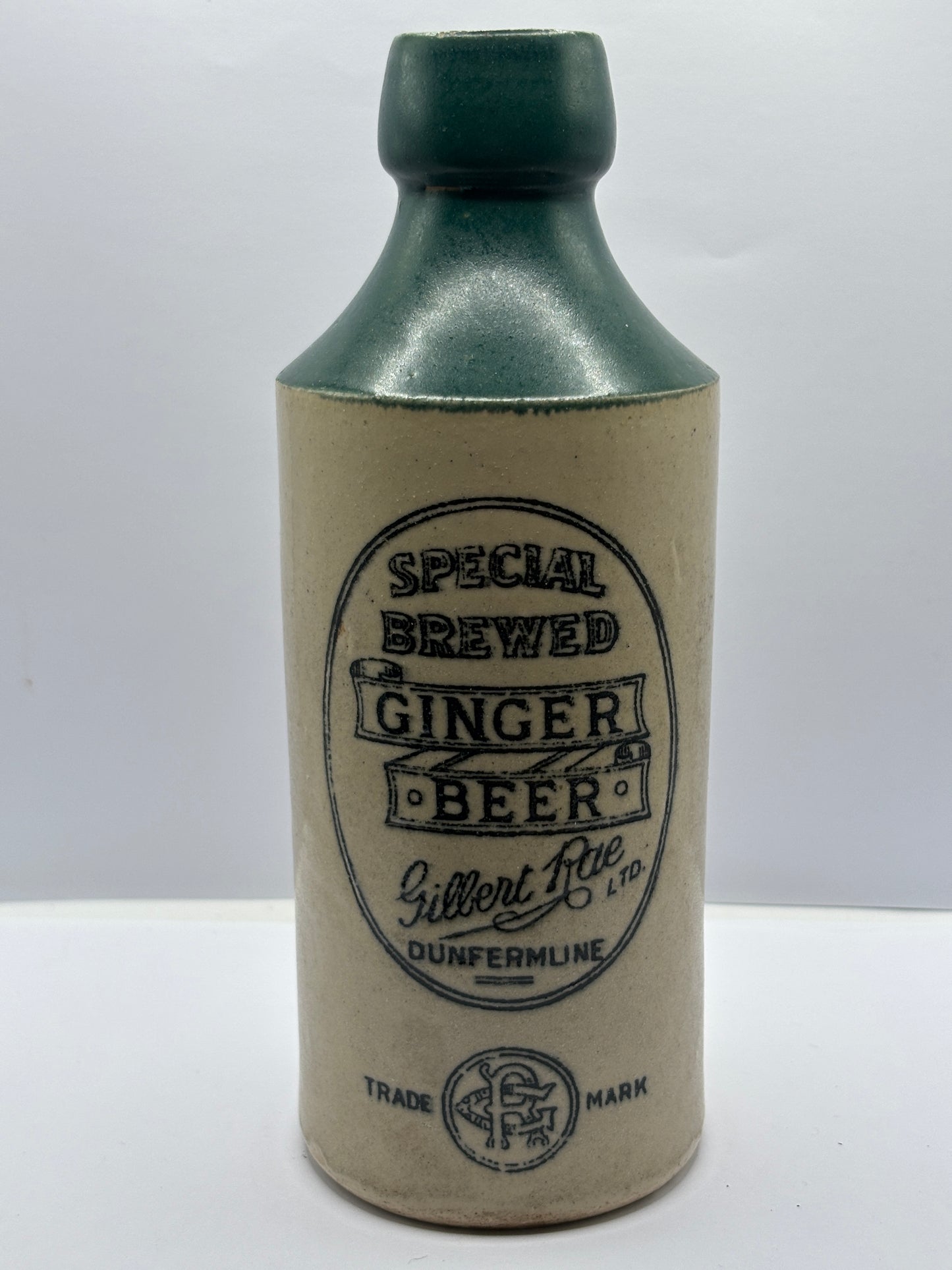 Old green top Dunfermilne ginger beer bottle
