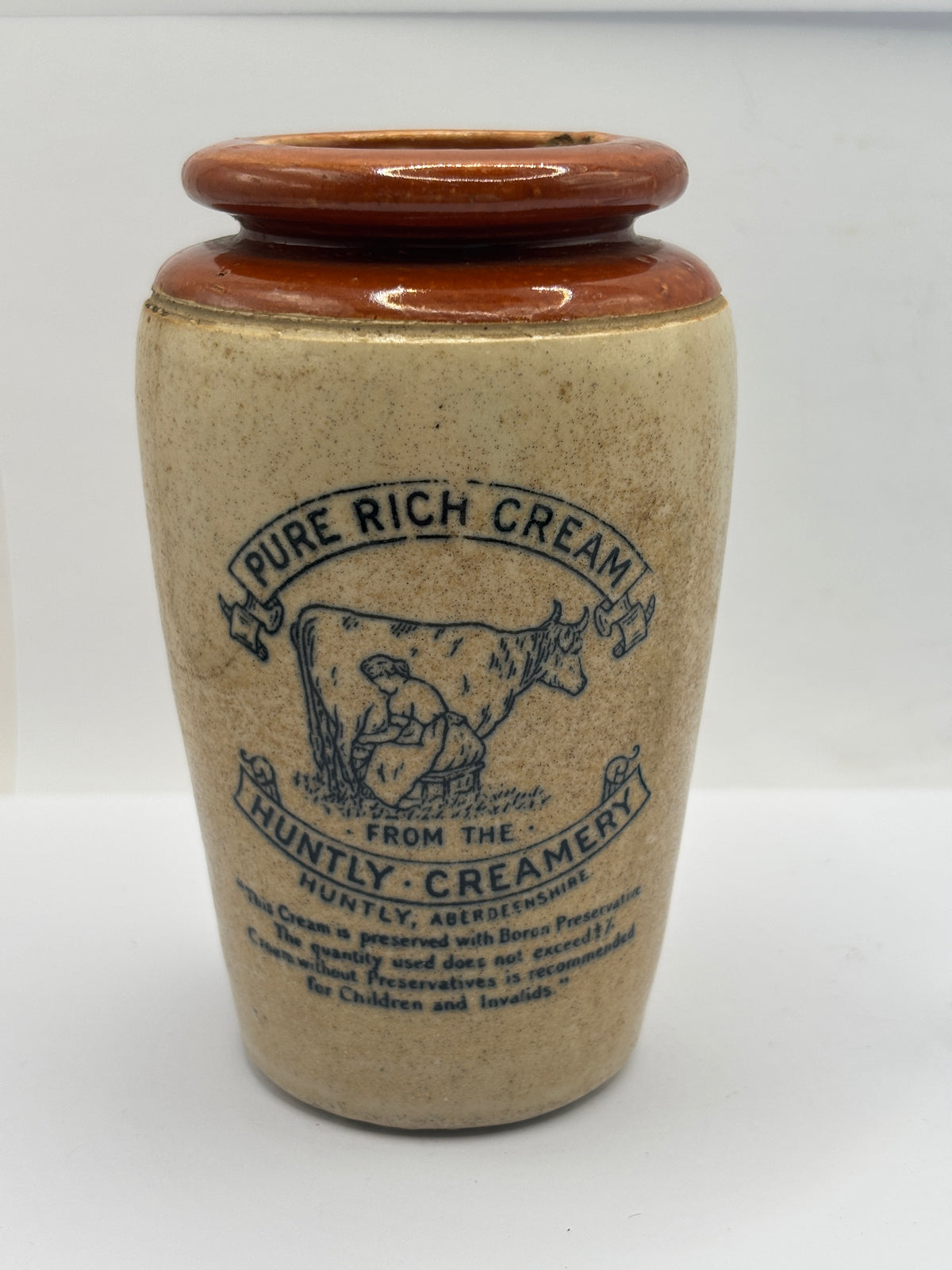 Old advertising cream pot, Huntly creamery pure rich cream