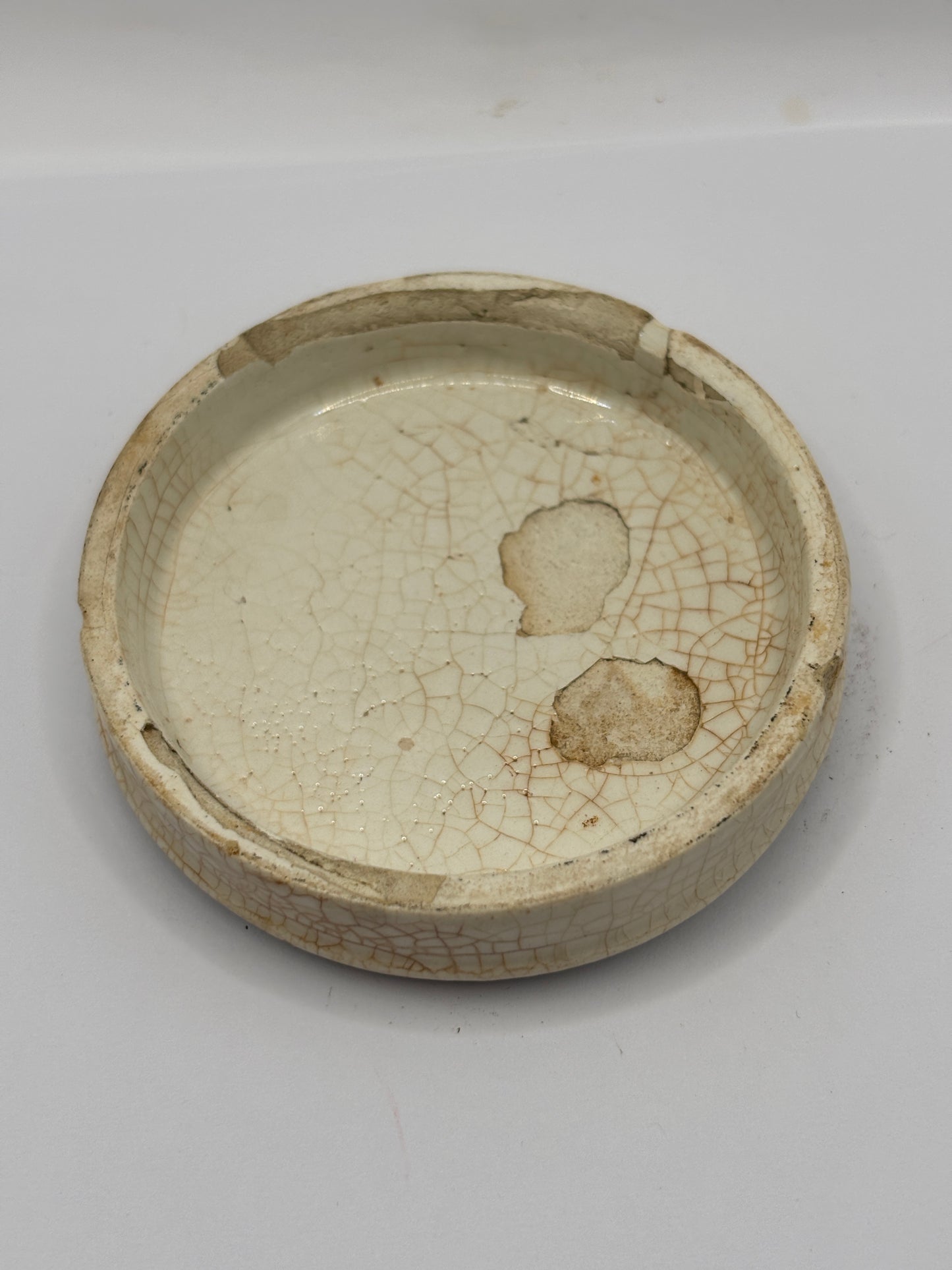 Old advertising lid, Otto of rose Cold cream. Damaged/flakey glaze