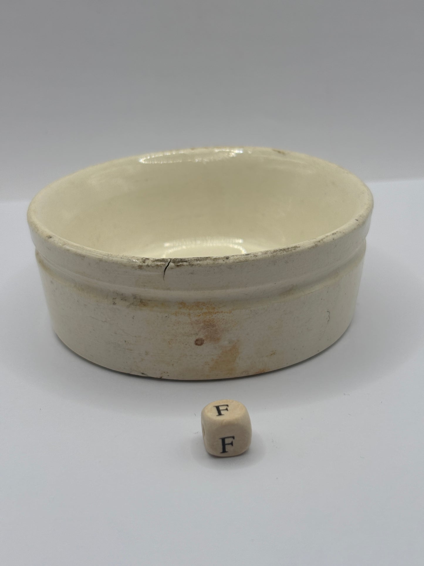 Old plain stoneware meat paste pot, potted meat (F)
